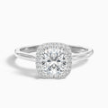 Jeri 1.5 Carat Cushion Cut Halo Moissanite Engagement Ring in 14k White Gold