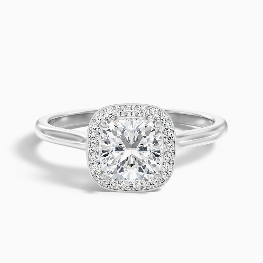 Jeri 1.5 Carat Cushion Cut Halo Moissanite Engagement Ring in Platinum