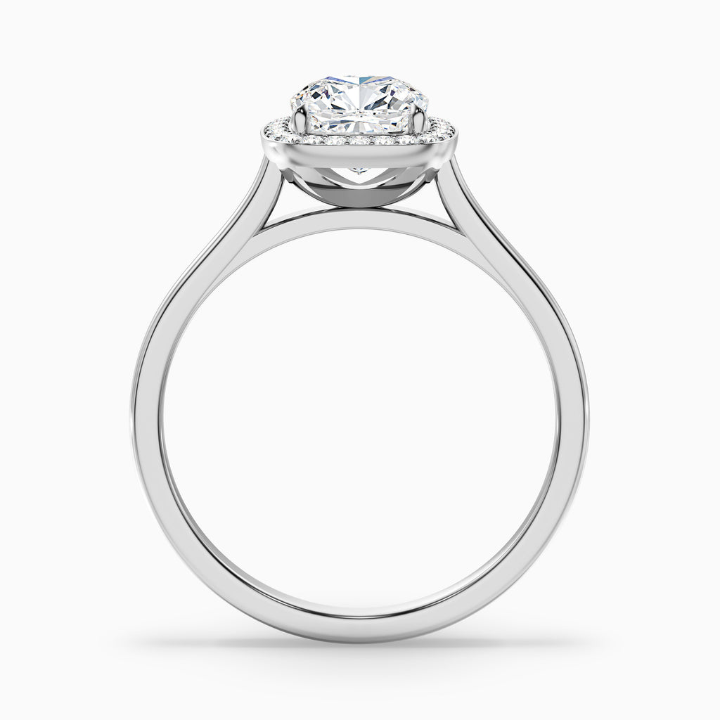 Jeri 4 Carat Cushion Cut Halo Moissanite Engagement Ring in Platinum