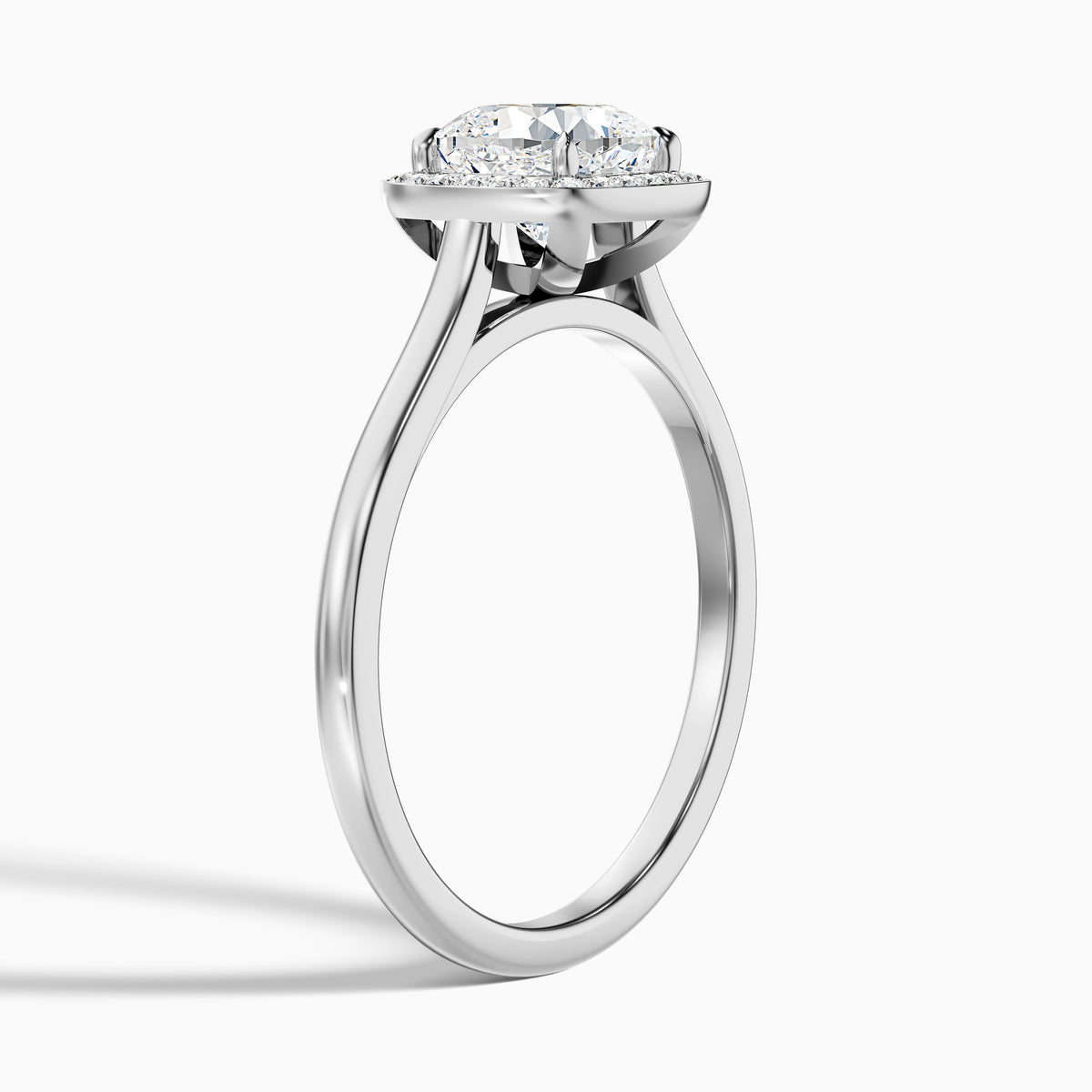 Jeri 2 Carat Cushion Cut Halo Moissanite Engagement Ring in 14k White Gold