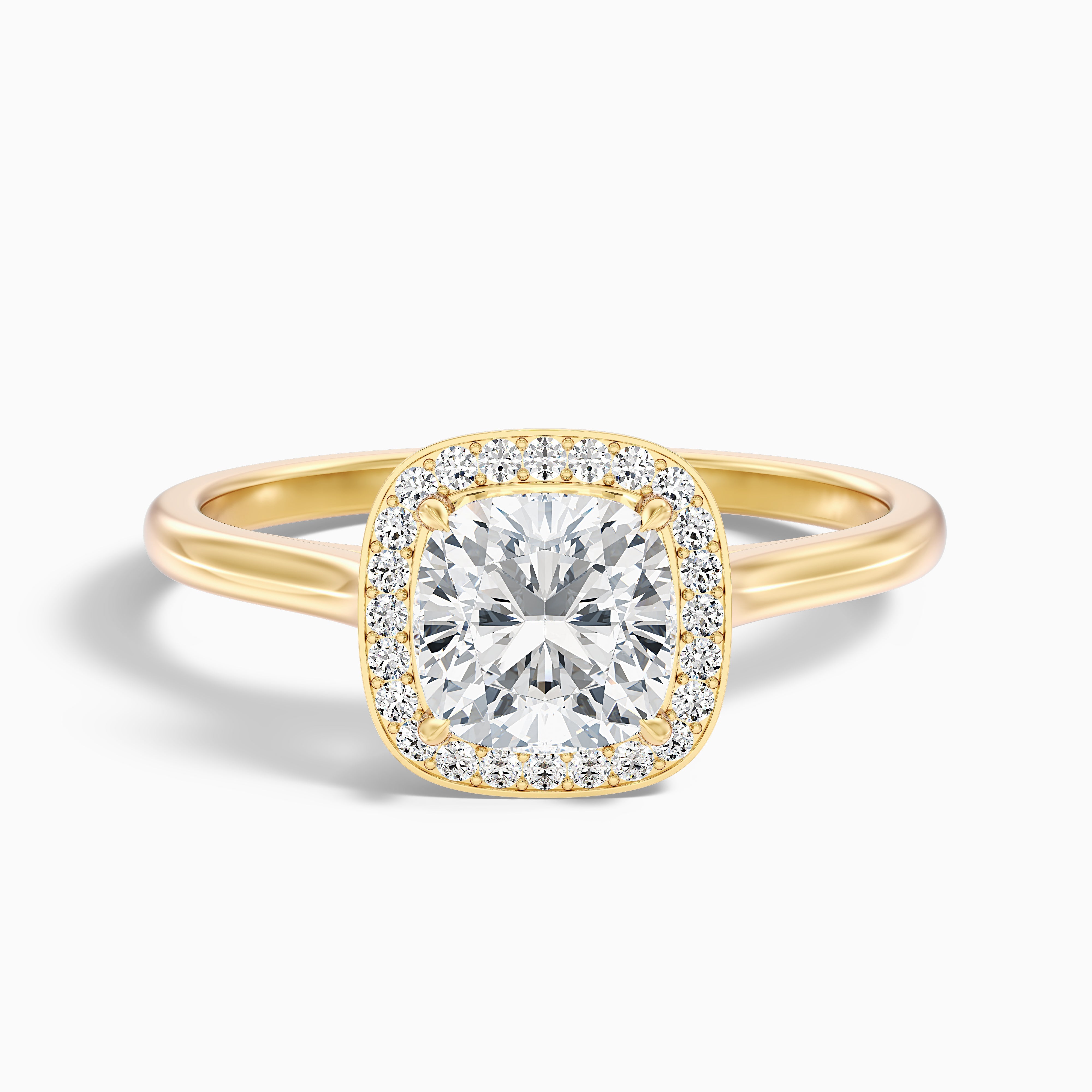 Jeri 3 Carat Cushion Cut Halo Moissanite Engagement Ring in 18k White Gold