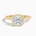 Jeri 3.5 Carat Cushion Cut Halo Moissanite Engagement Ring in 14k Yellow Gold
