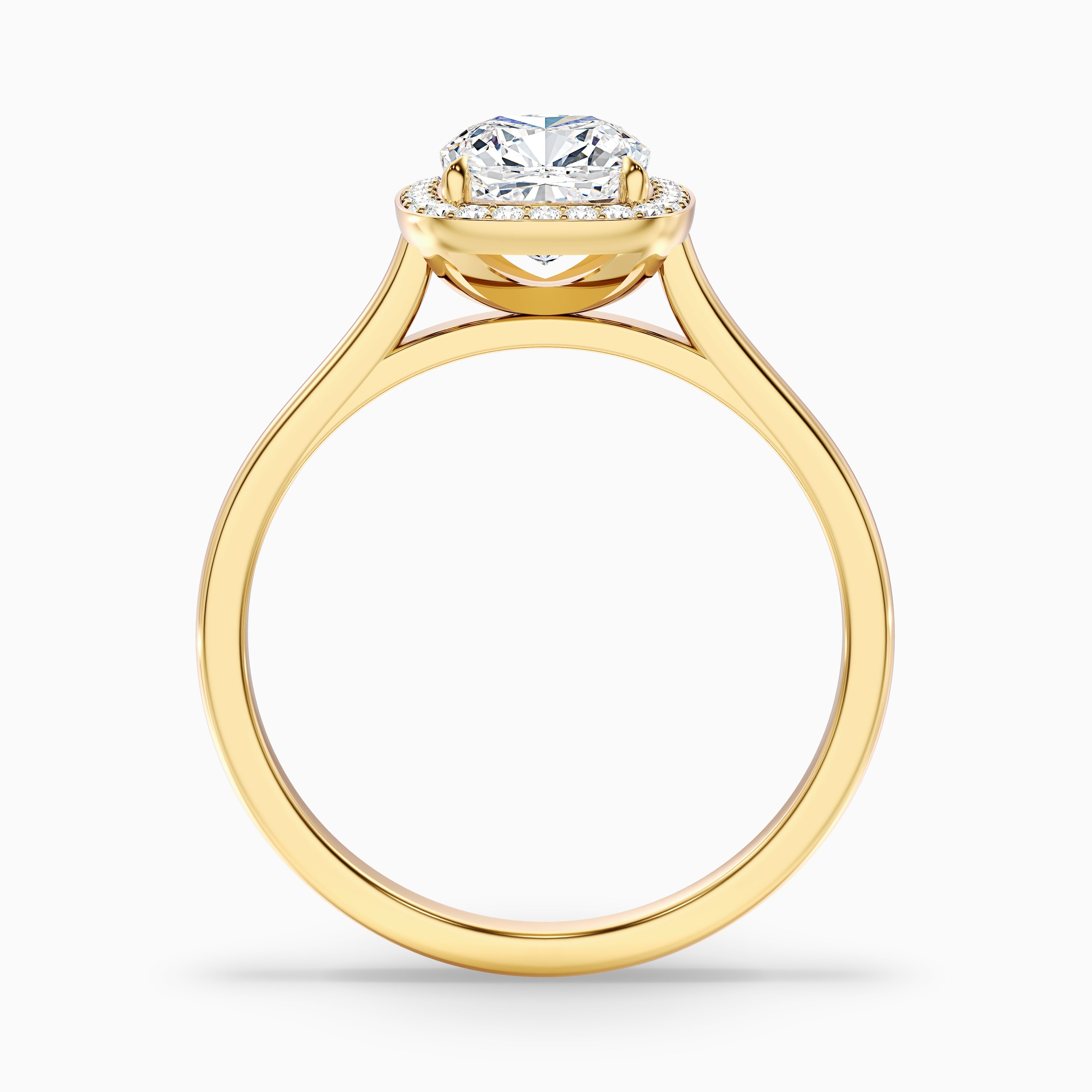 Jeri 5 Carat Cushion Cut Halo Moissanite Engagement Ring in 14k Yellow Gold