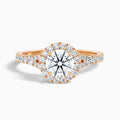 Erin 5.5 Carat Round Halo Pave Moissanite Engagement Ring in 18k Rose Gold