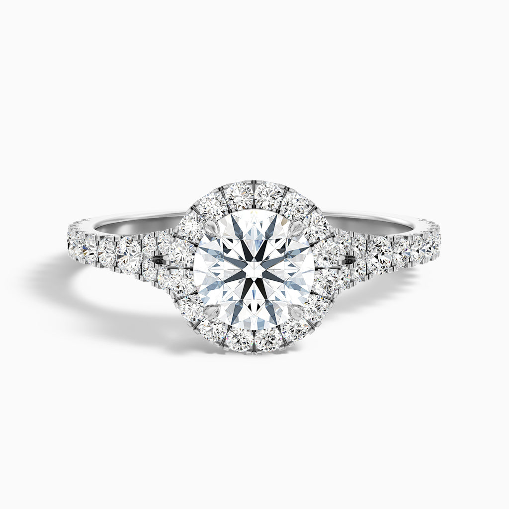 Erin 2 Carat Round Halo Pave Moissanite Engagement Ring in 10k White Gold