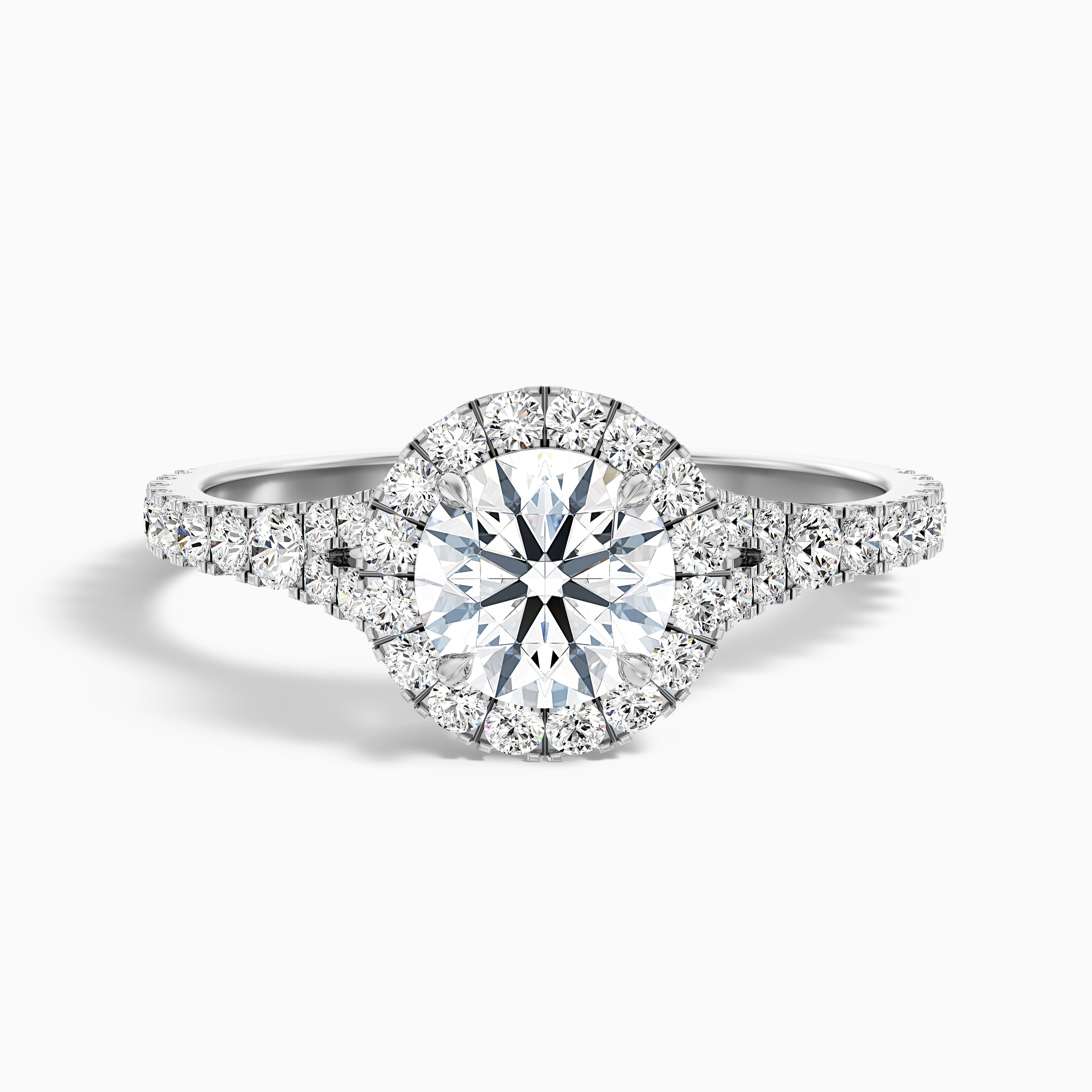 Erin 2 Carat Round Halo Pave Moissanite Engagement Ring in 10k White Gold
