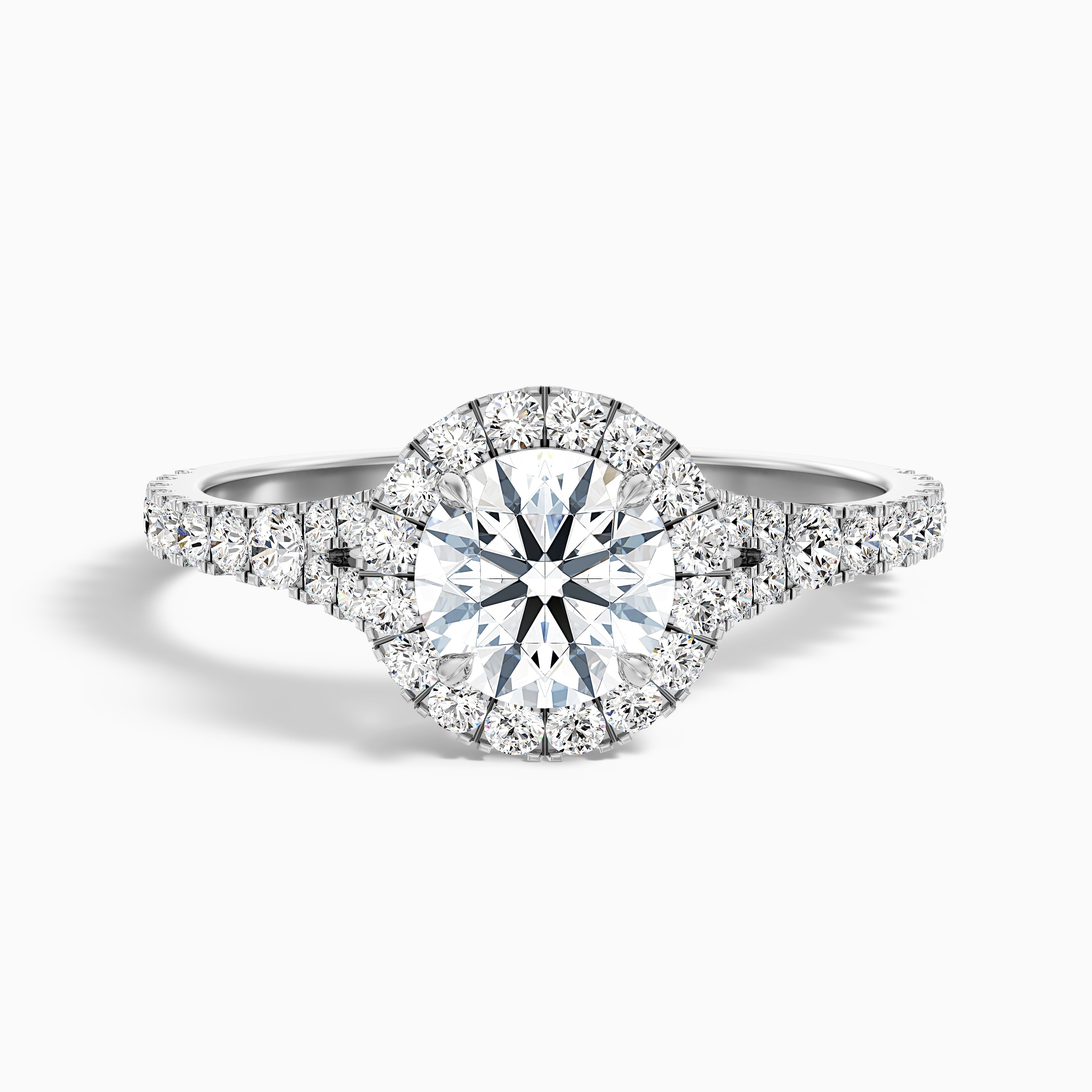 Erin 2 Carat Round Halo Pave Moissanite Engagement Ring in 10k White Gold