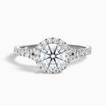 Erin 4 Carat Round Halo Pave Moissanite Engagement Ring in 18k White Gold