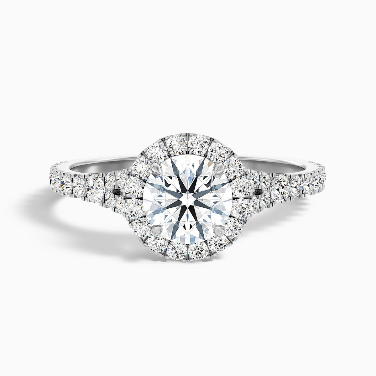 Erin 4 Carat Round Halo Pave Moissanite Engagement Ring in 10k Yellow Gold