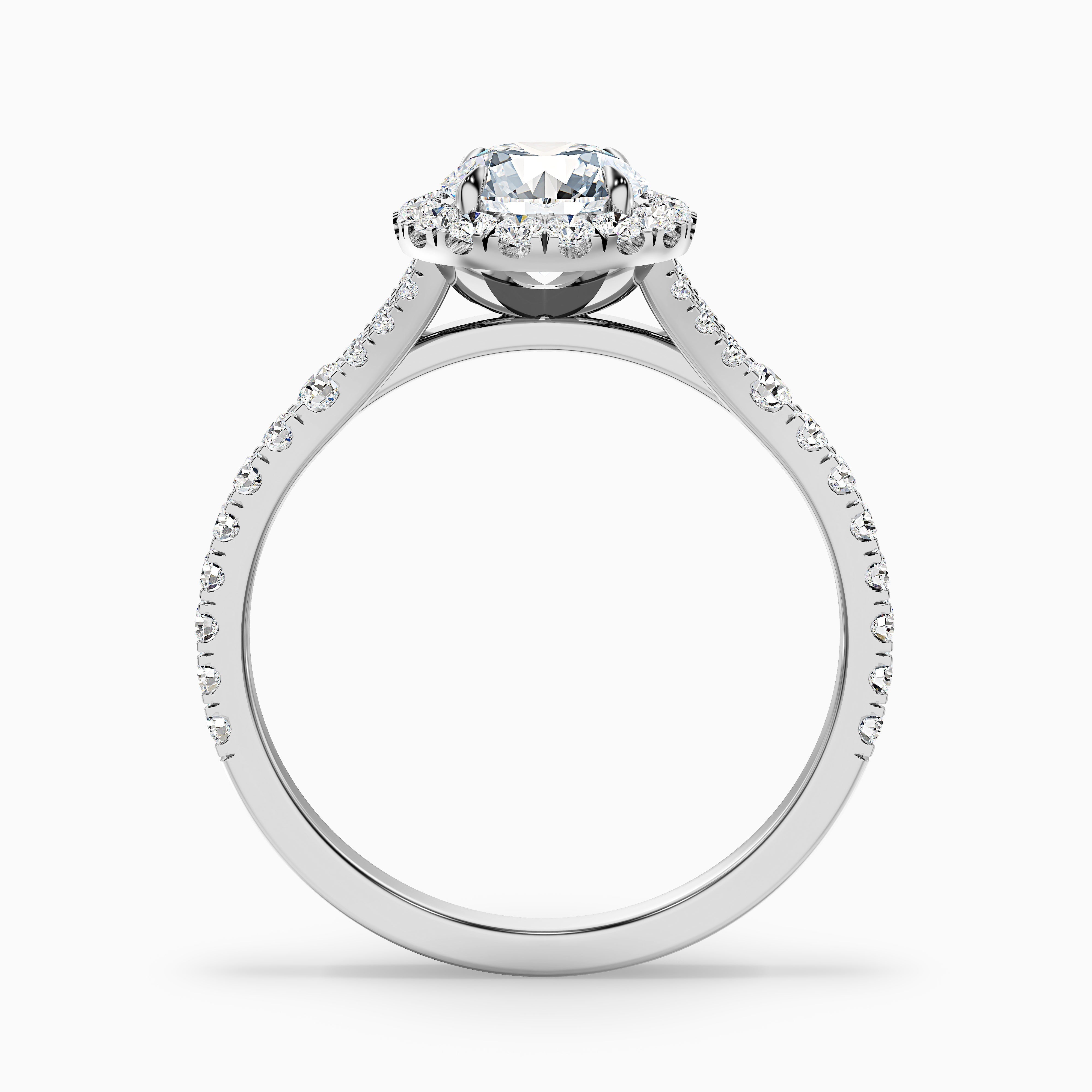 Erin 2.5 Carat Round Halo Pave Moissanite Engagement Ring in 14k White Gold