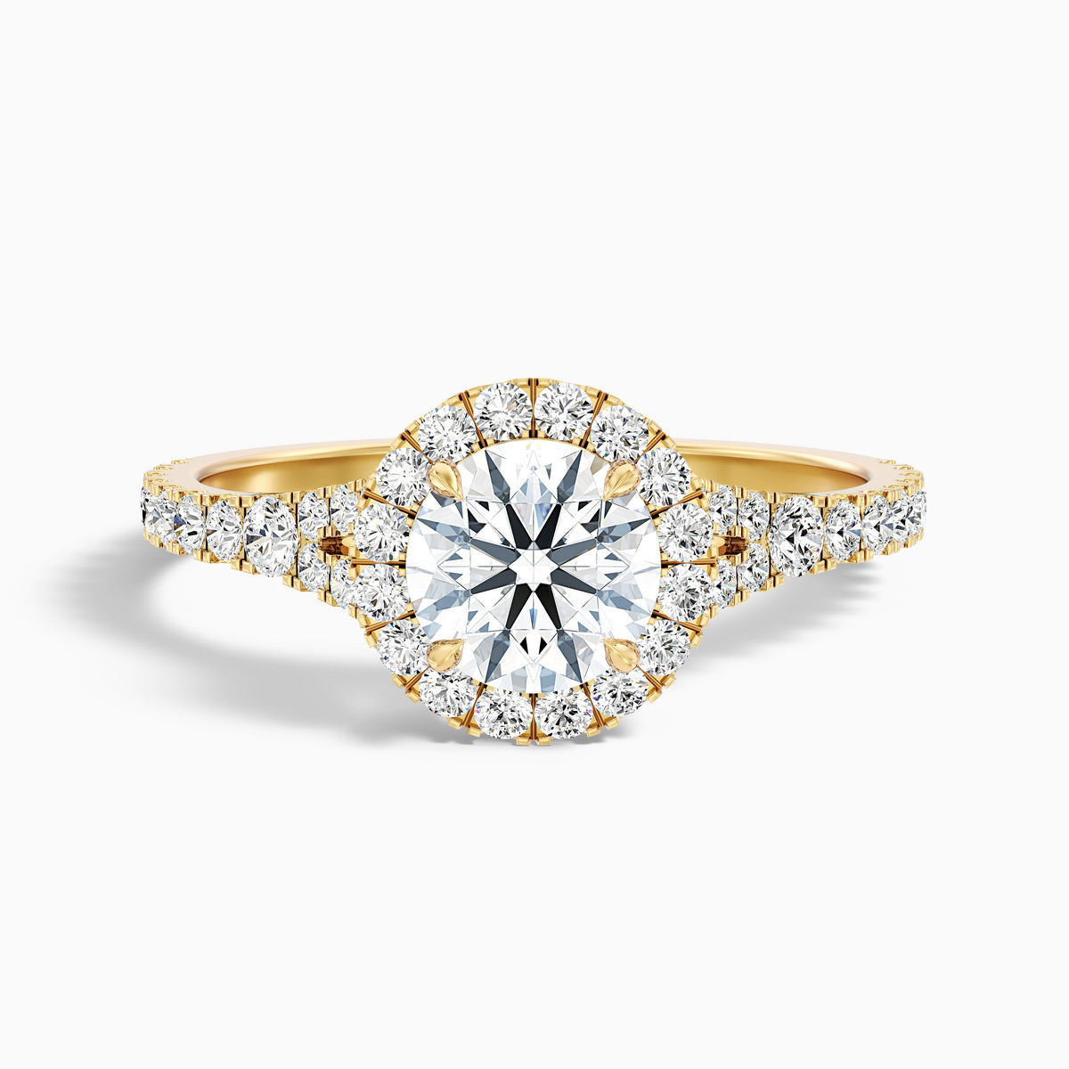 Erin 4.5 Carat Round Halo Pave Moissanite Engagement Ring in 10k White Gold