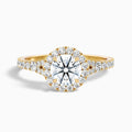 Erin 1 Carat Round Halo Pave Moissanite Engagement Ring in 10k Yellow Gold