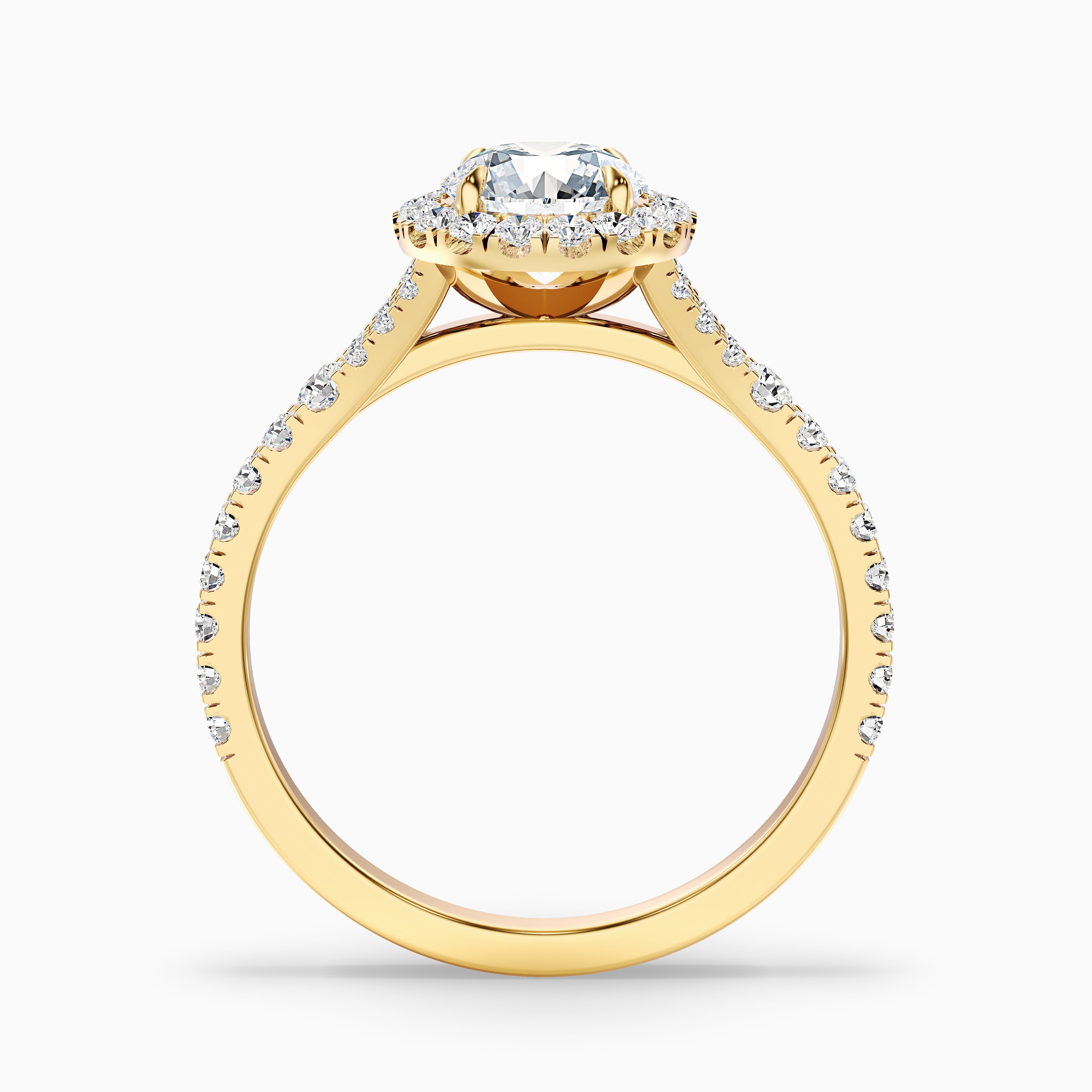 Erin 4 Carat Round Halo Pave Moissanite Engagement Ring in 10k Yellow Gold