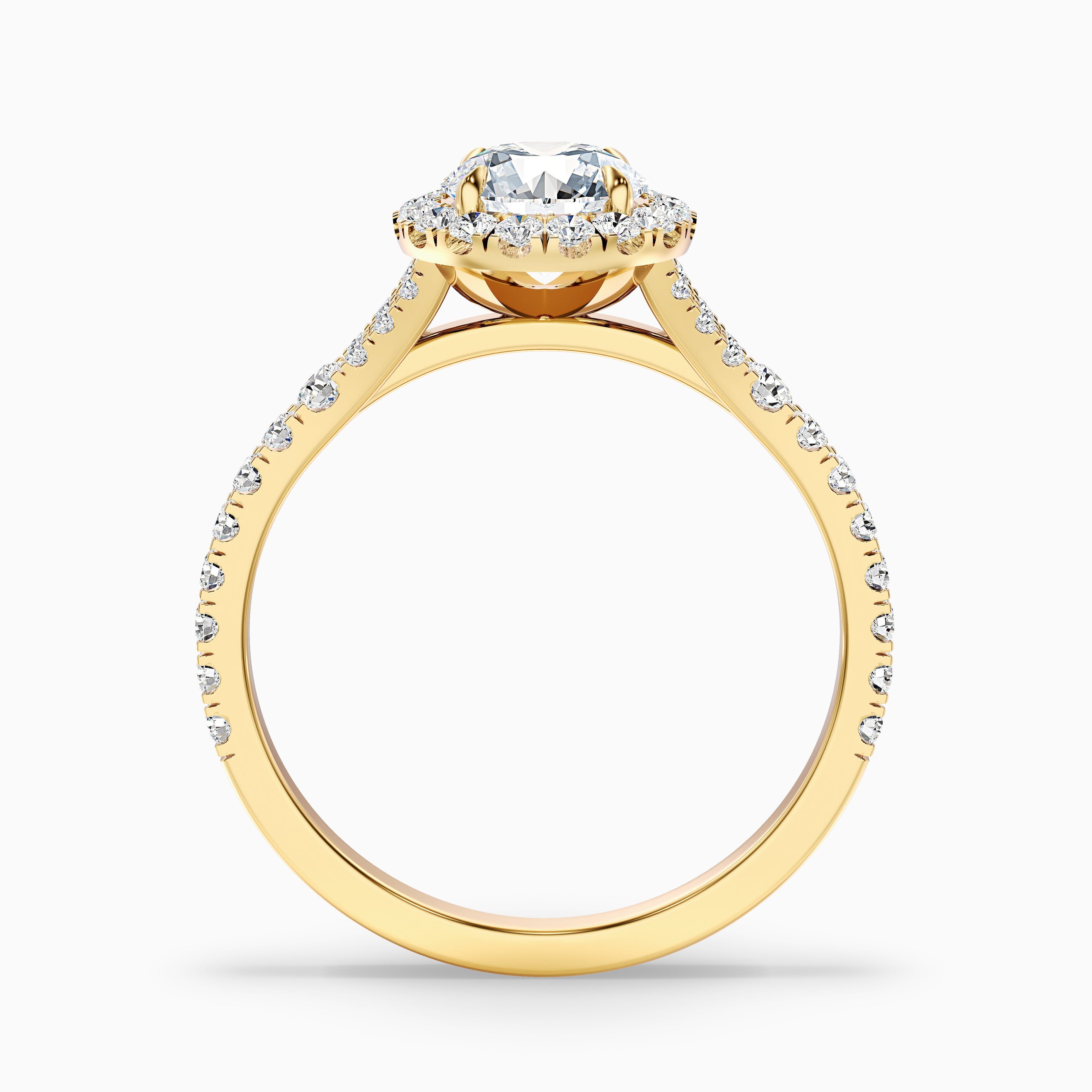Erin 3 Carat Round Halo Pave Moissanite Engagement Ring in 14k Rose Gold