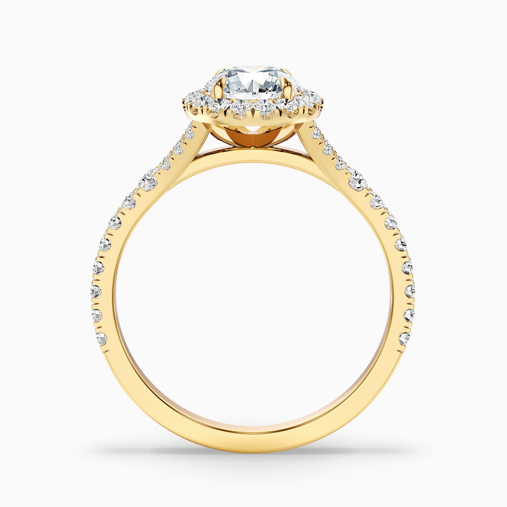 Erin 1.5 Carat Round Halo Pave Moissanite Engagement Ring in 14k White Gold