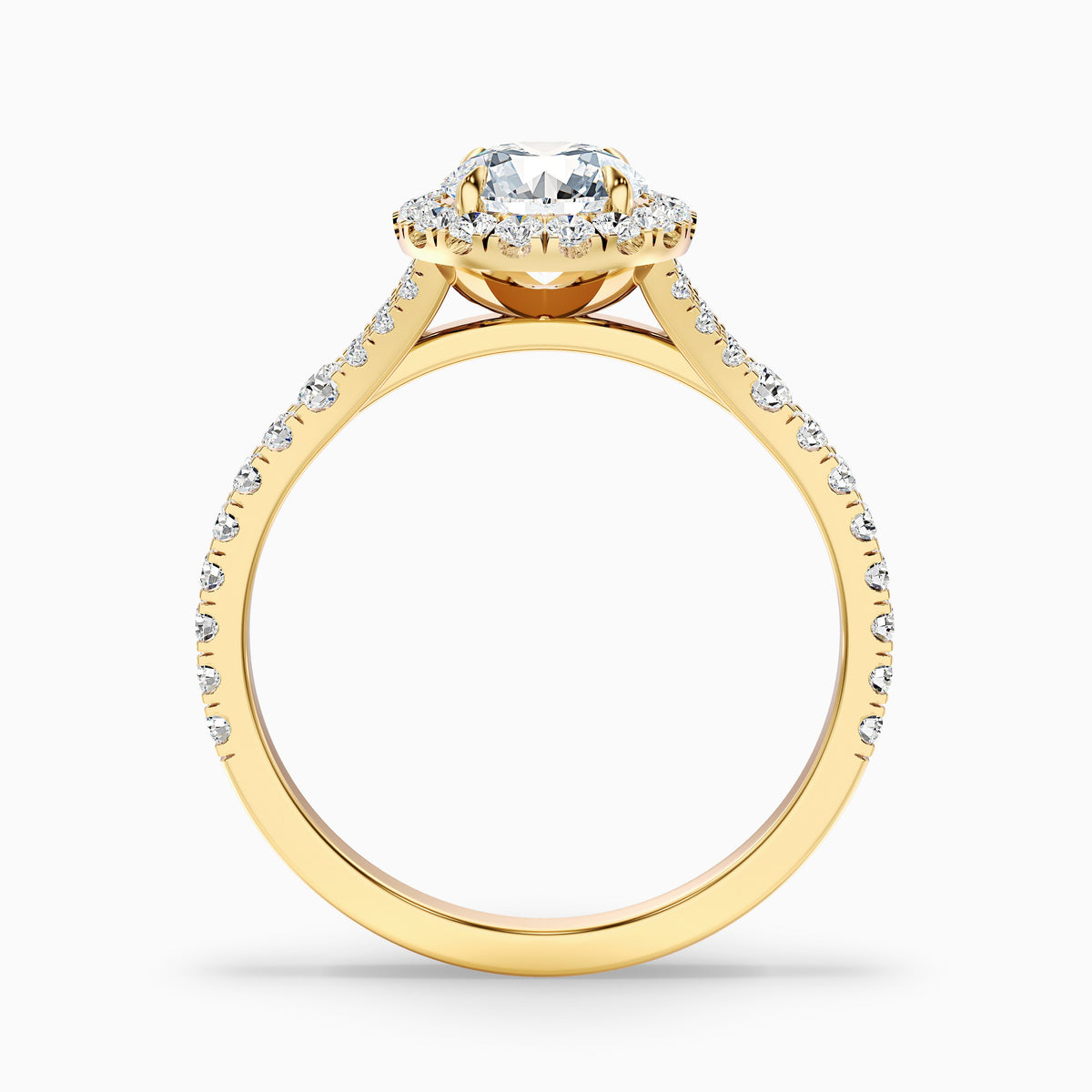 Erin 3 Carat Round Halo Pave Moissanite Engagement Ring in 18k White Gold