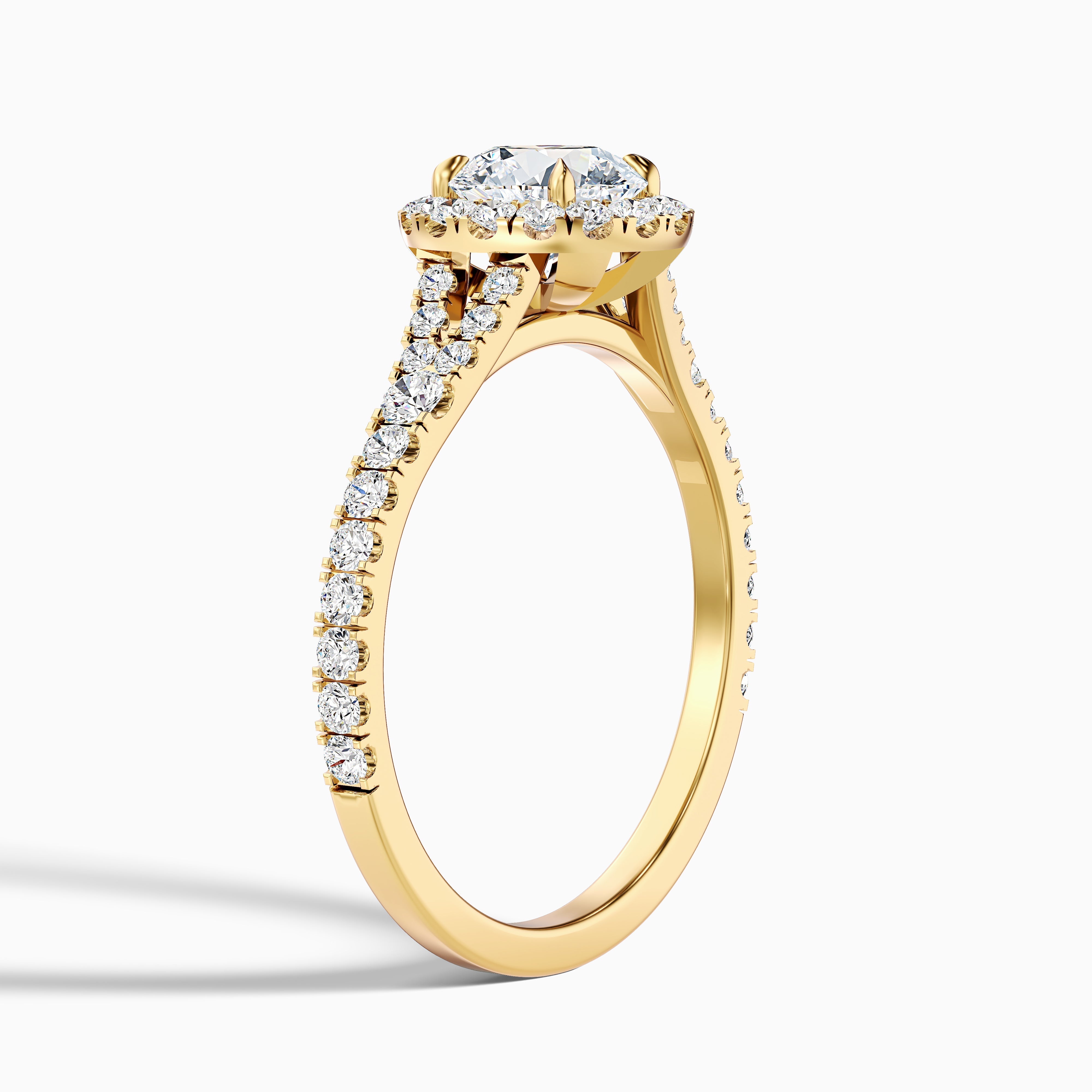 Erin 1.5 Carat Round Halo Pave Moissanite Engagement Ring in Platinum