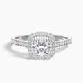 Kelly 1.5 Carat Cushion Cut Halo Pave Moissanite Engagement Ring in 18k White Gold