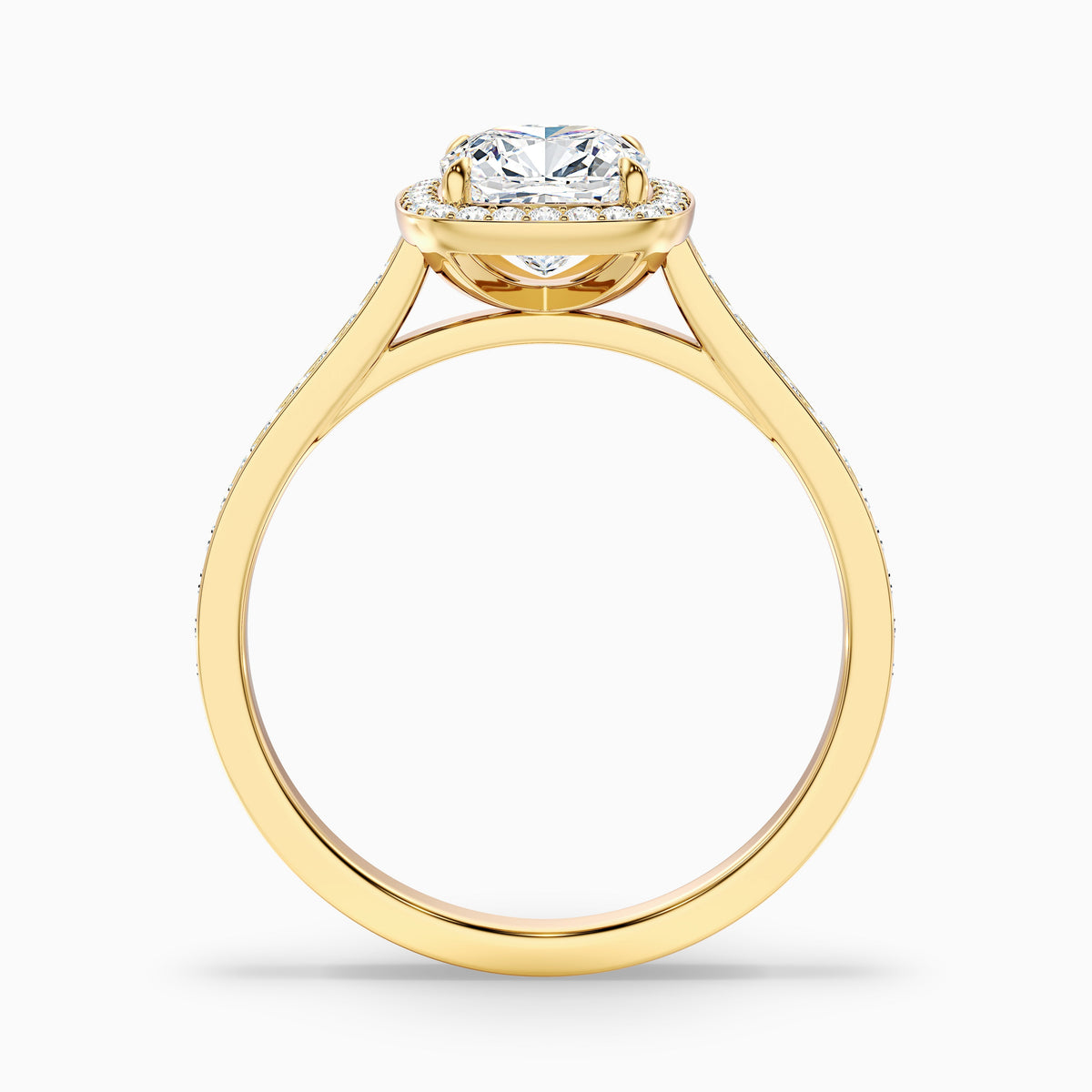 Fiona 2 Carat Cushion Cut Halo Pave Lab Grown Diamond Ring in 14k White Gold
