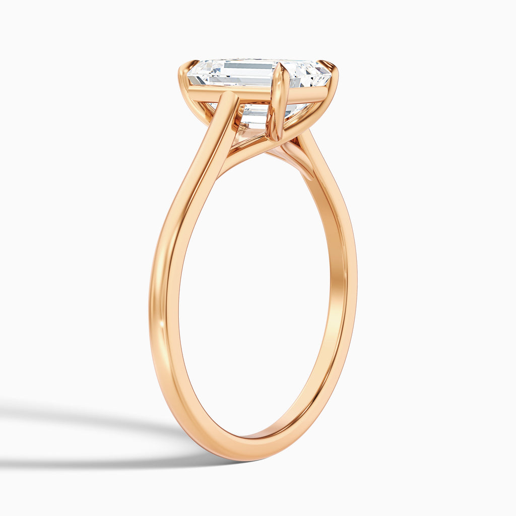 Ira 4 Carat Emerald Cut Solitaire Moissanite Engagement Ring in 18k Rose Gold