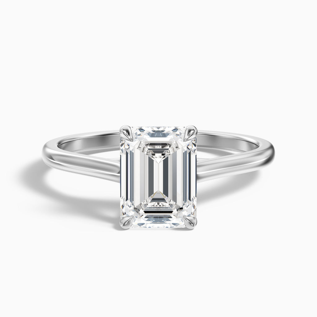Ira 5 Carat Emerald Cut Solitaire Moissanite Engagement Ring in 10k White Gold