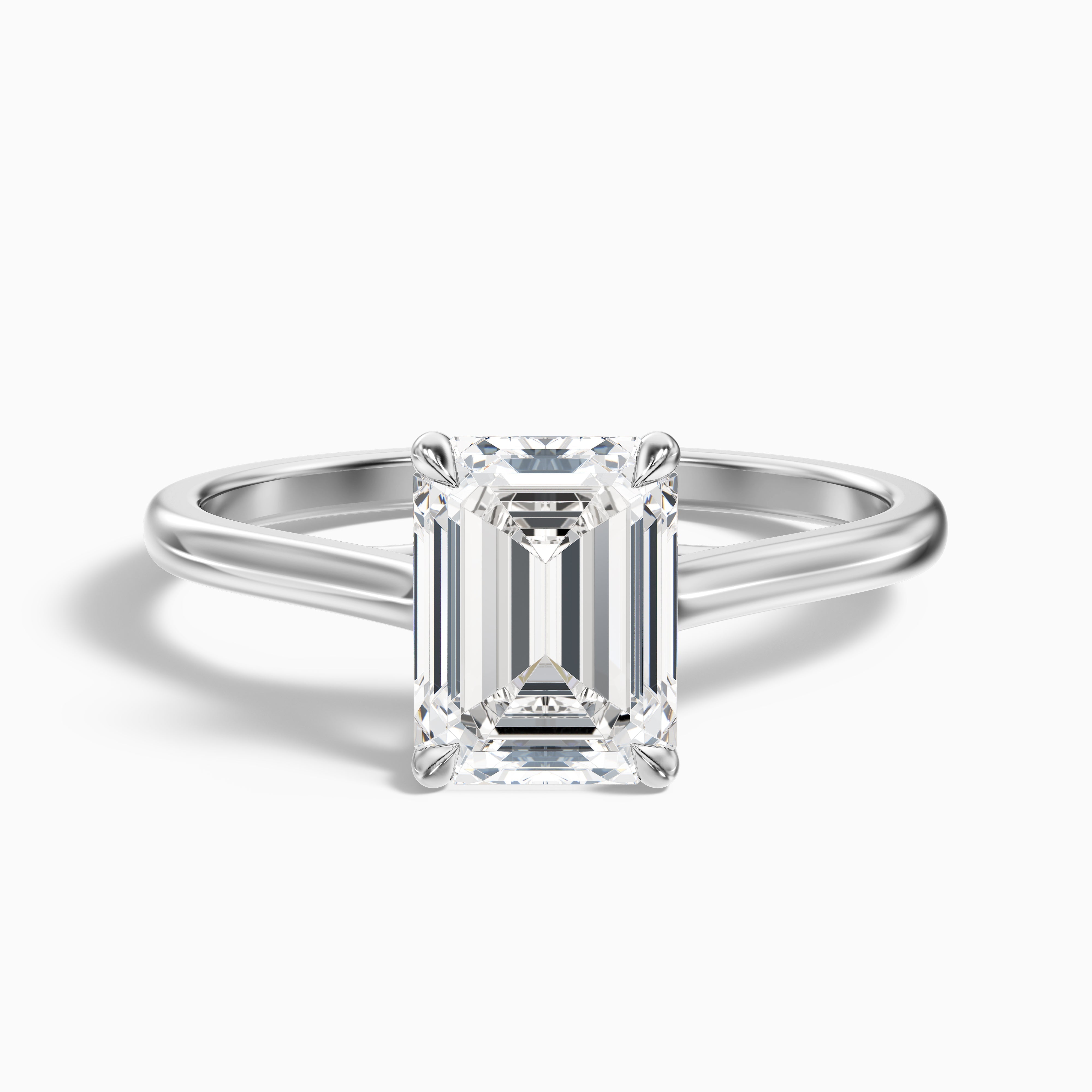 Ira 4 Carat Emerald Cut Solitaire Moissanite Engagement Ring in Platinum