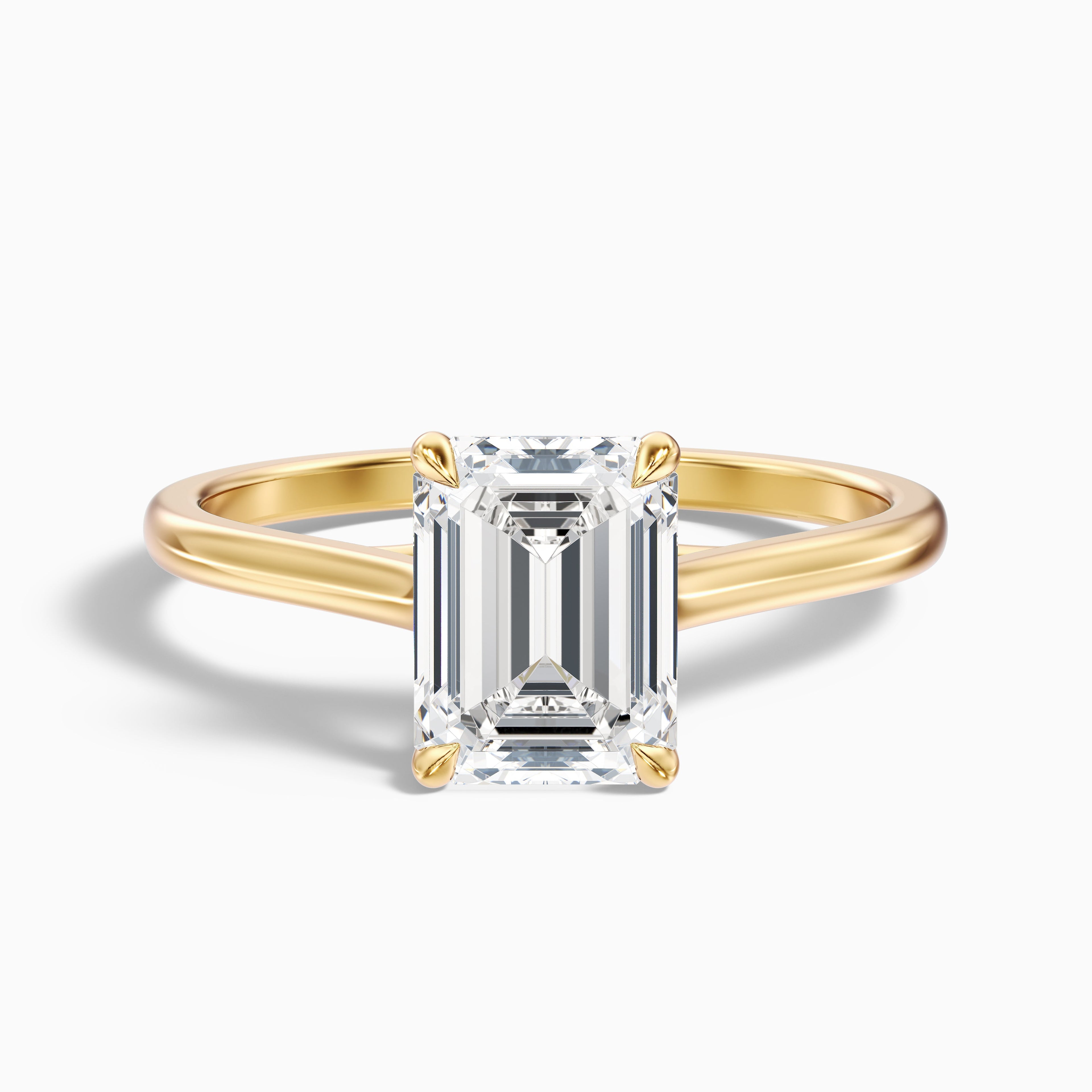 Ira 5 Carat Emerald Cut Solitaire Moissanite Engagement Ring in Platinum