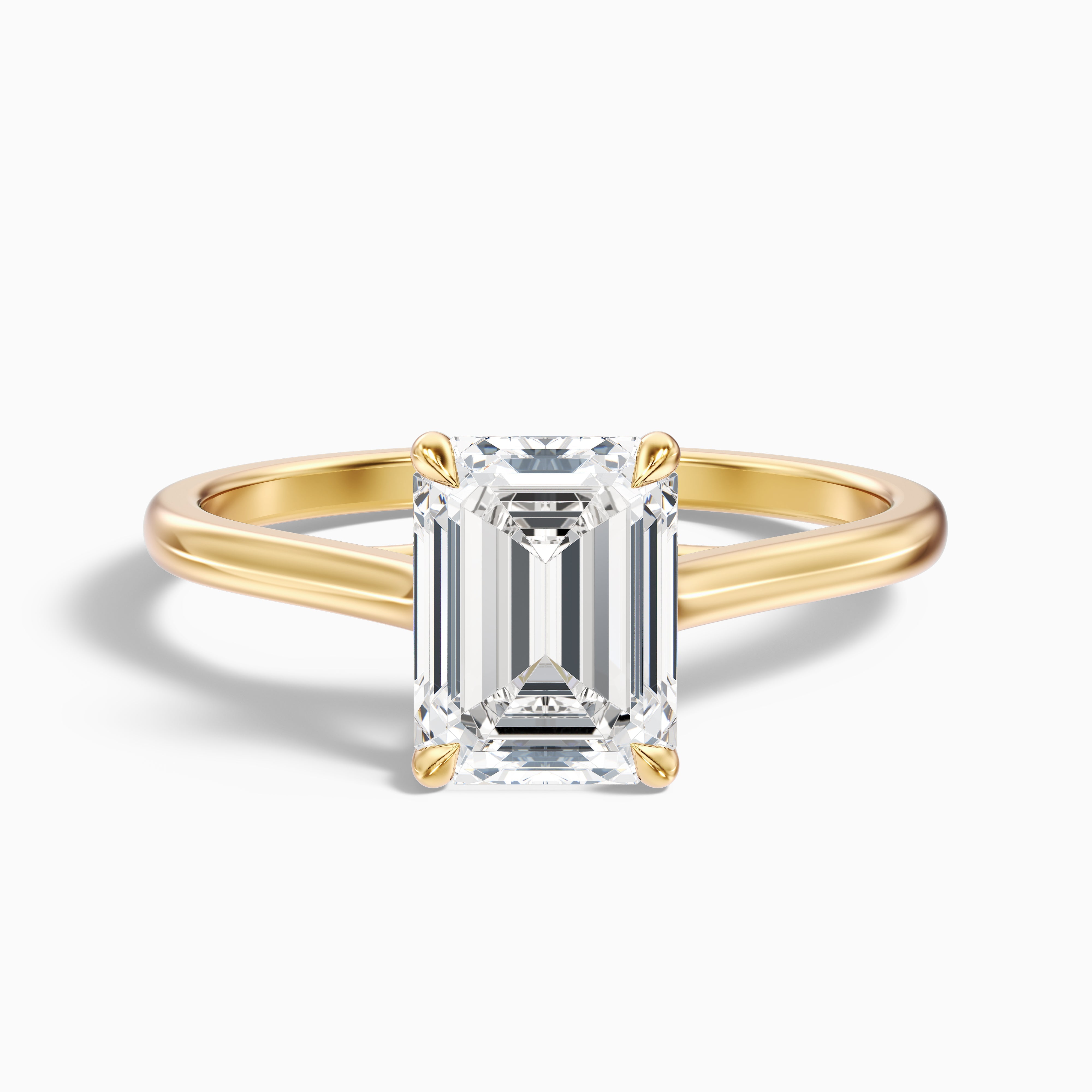 Ira 5 Carat Emerald Cut Solitaire Moissanite Engagement Ring in 18k Yellow Gold