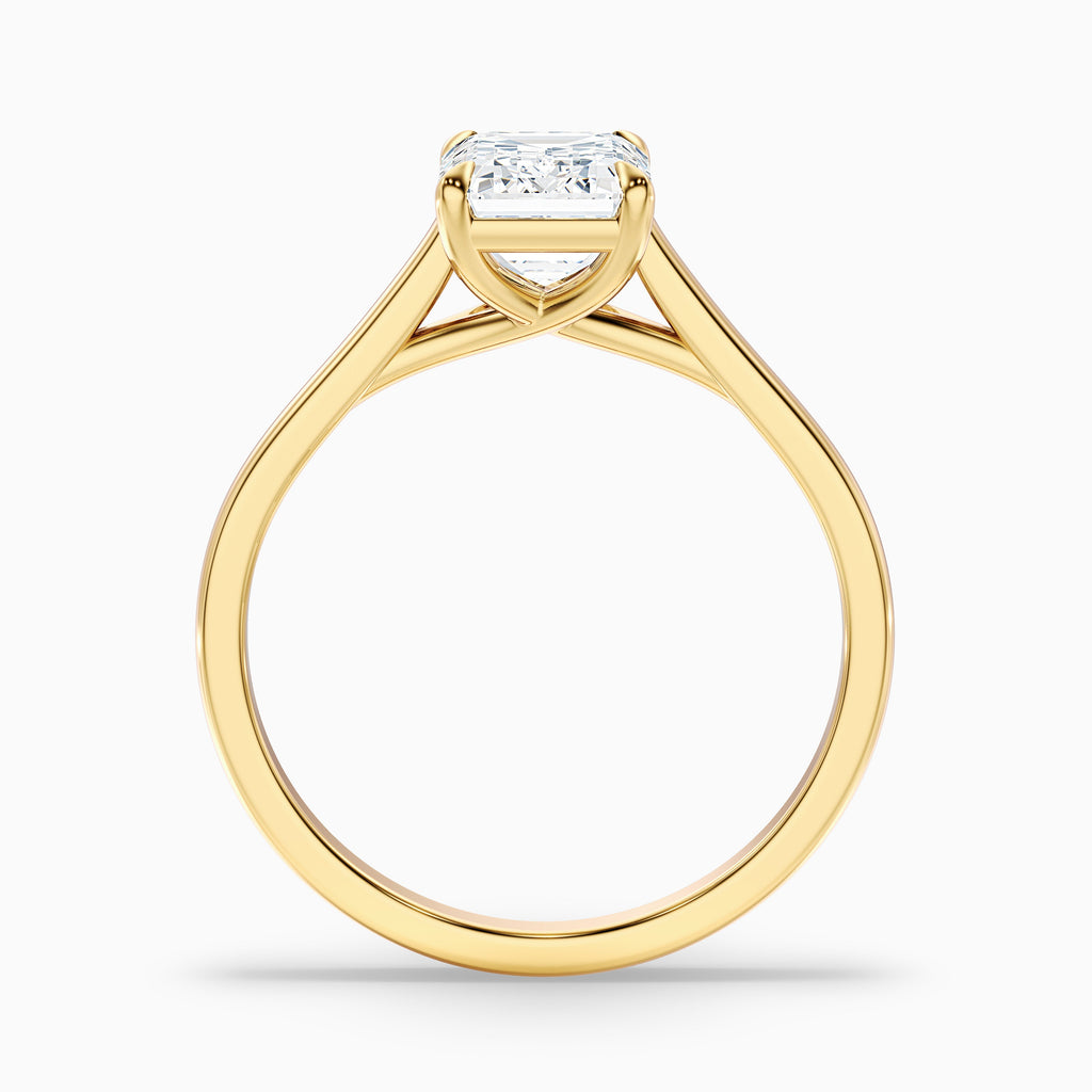 Ira 5 Carat Emerald Cut Solitaire Moissanite Engagement Ring in 18k Yellow Gold