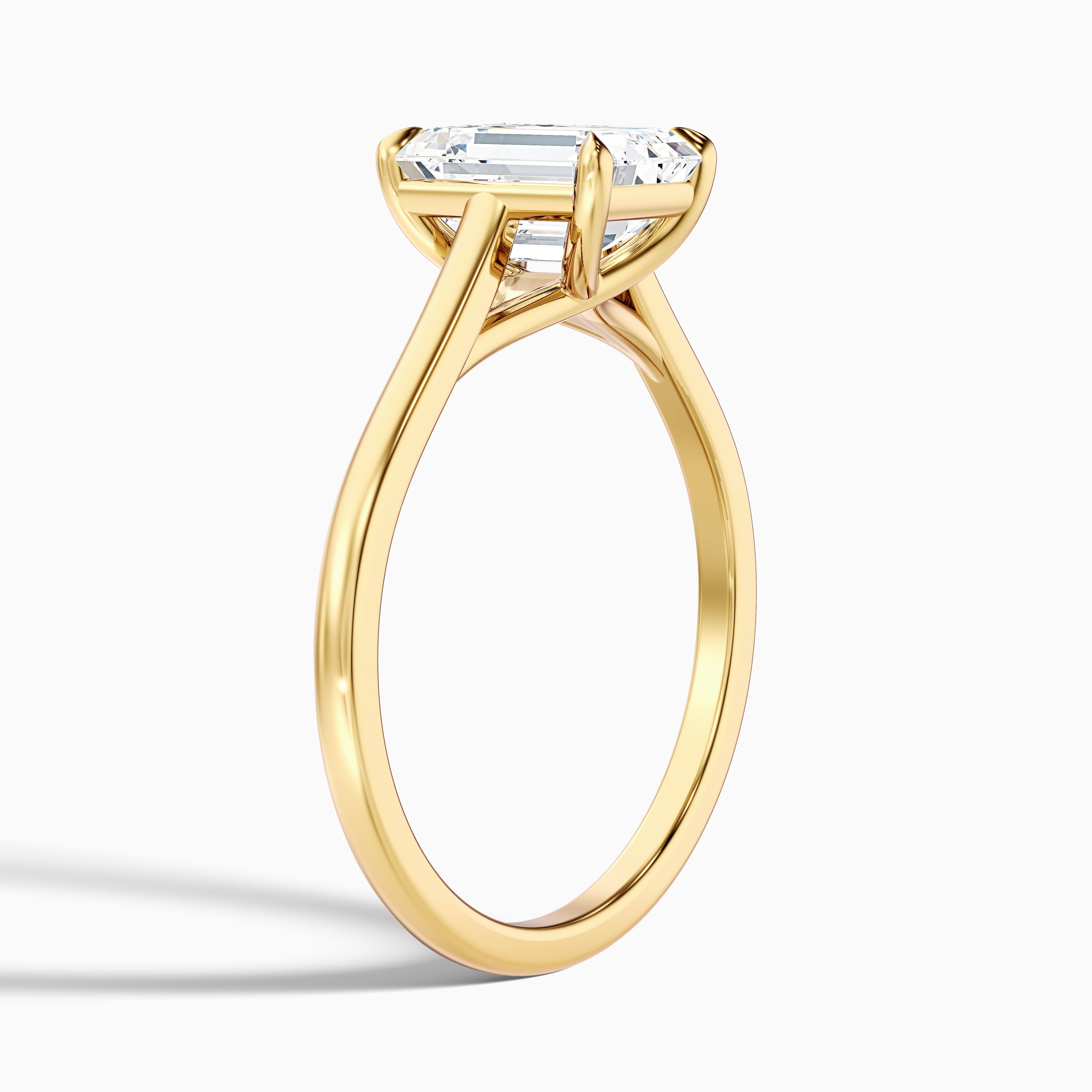 Ira 2 Carat Emerald Cut Solitaire Moissanite Engagement Ring in 10k White Gold