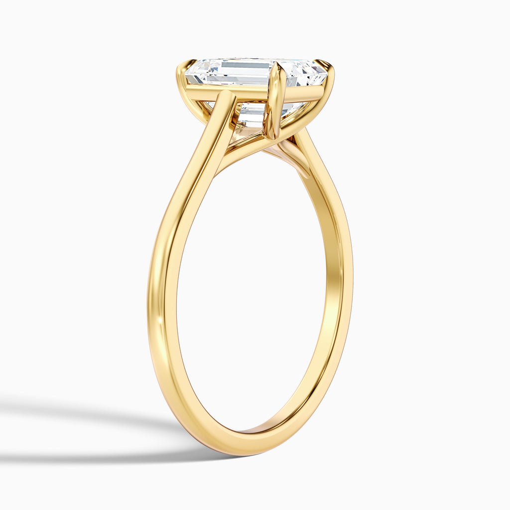 Ira 2 Carat Emerald Cut Solitaire Moissanite Engagement Ring in 14k White Gold