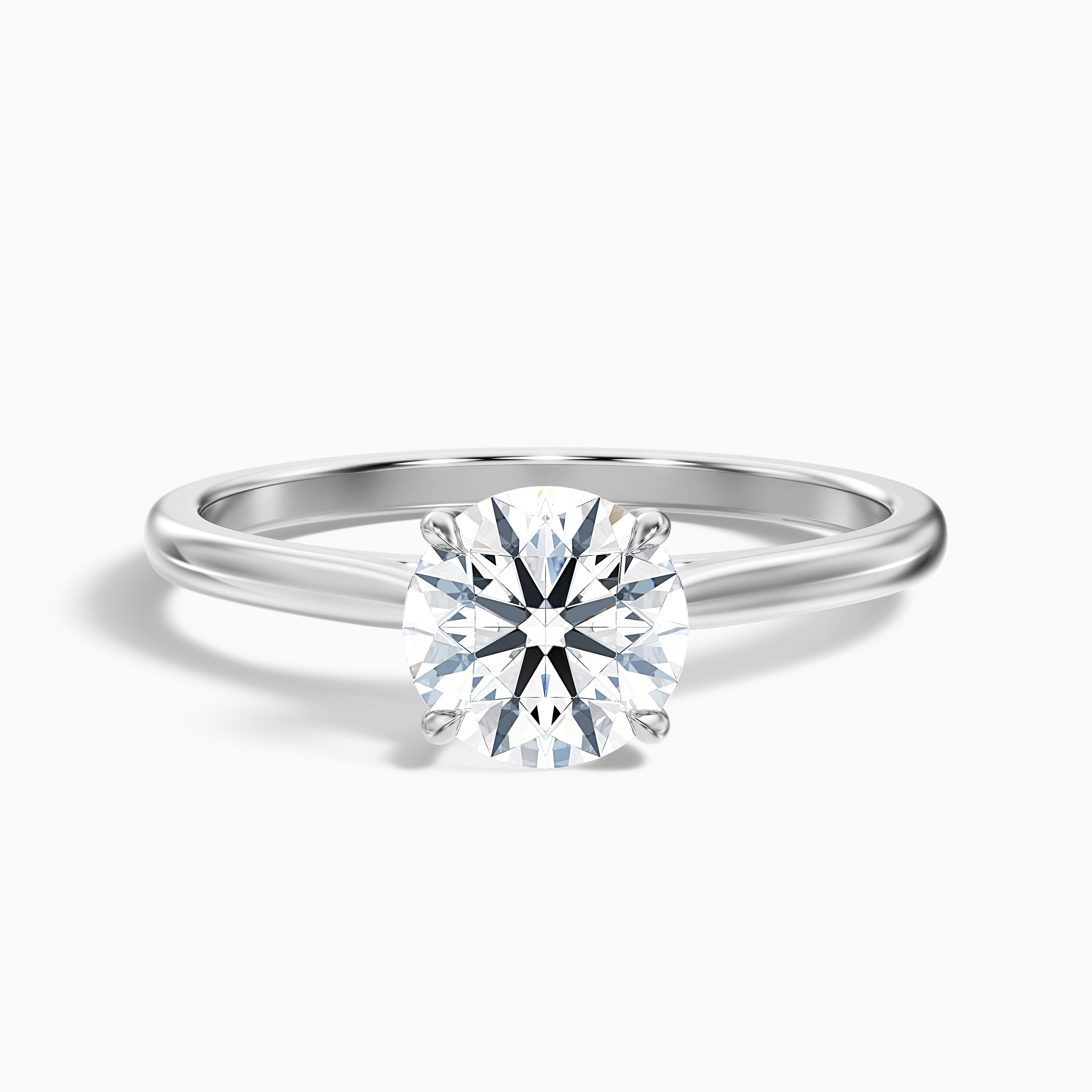 Iara 5 Carat Round Solitaire Moissanite Engagement Ring in 18k White Gold