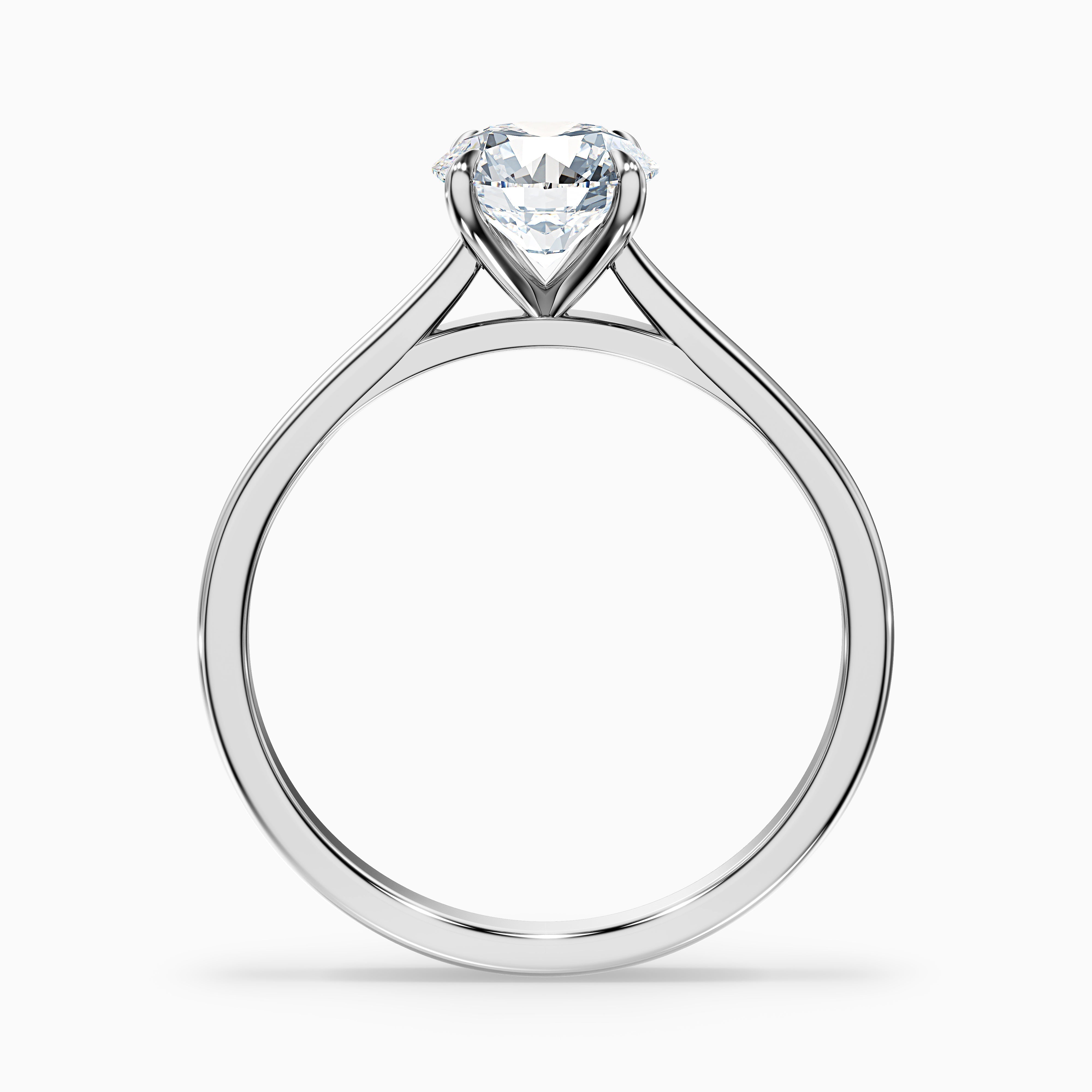 Iara 5 Carat Round Solitaire Moissanite Engagement Ring in 18k White Gold
