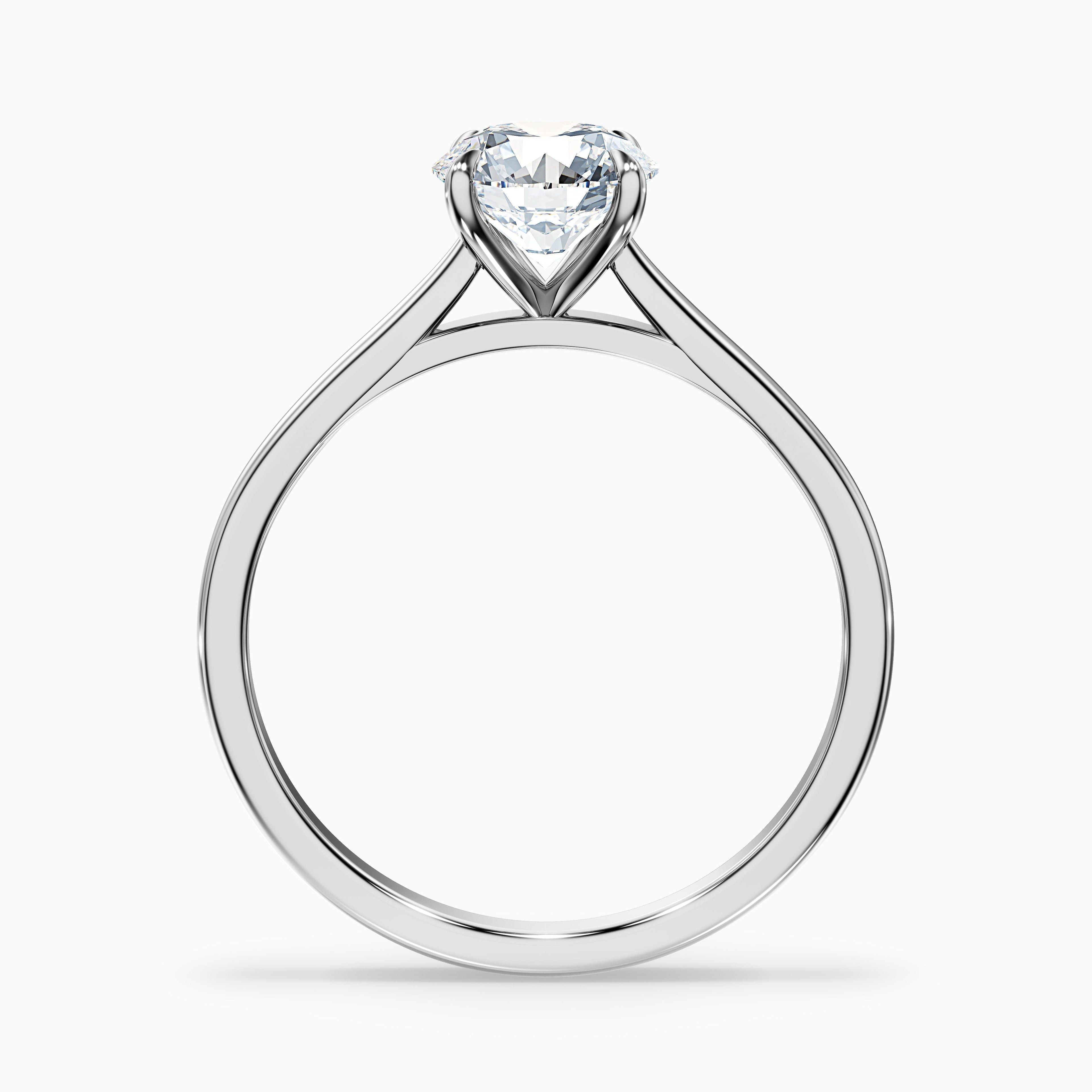 Iara 4 Carat Round Solitaire Moissanite Engagement Ring in 18k White Gold