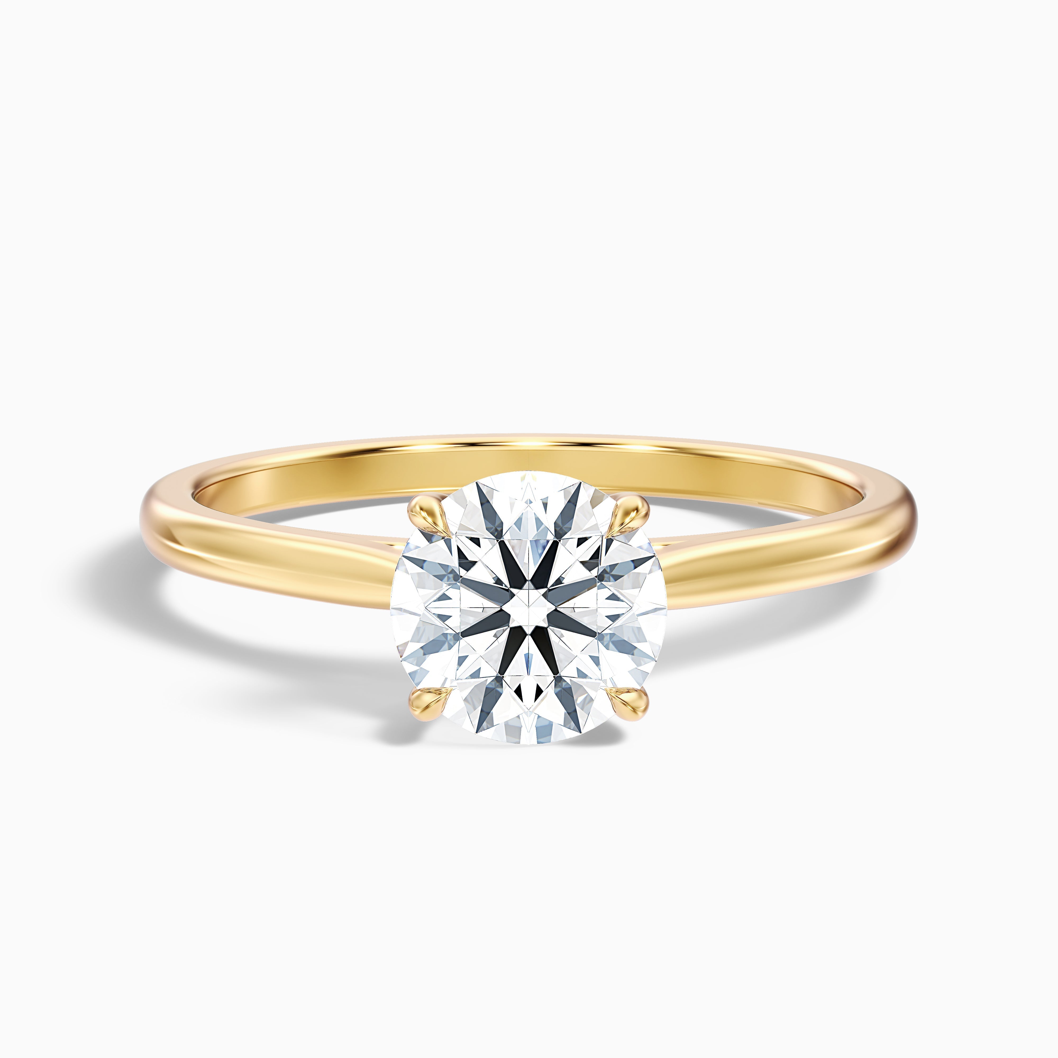 Iara 5 Carat Round Solitaire Moissanite Engagement Ring in 18k Yellow Gold
