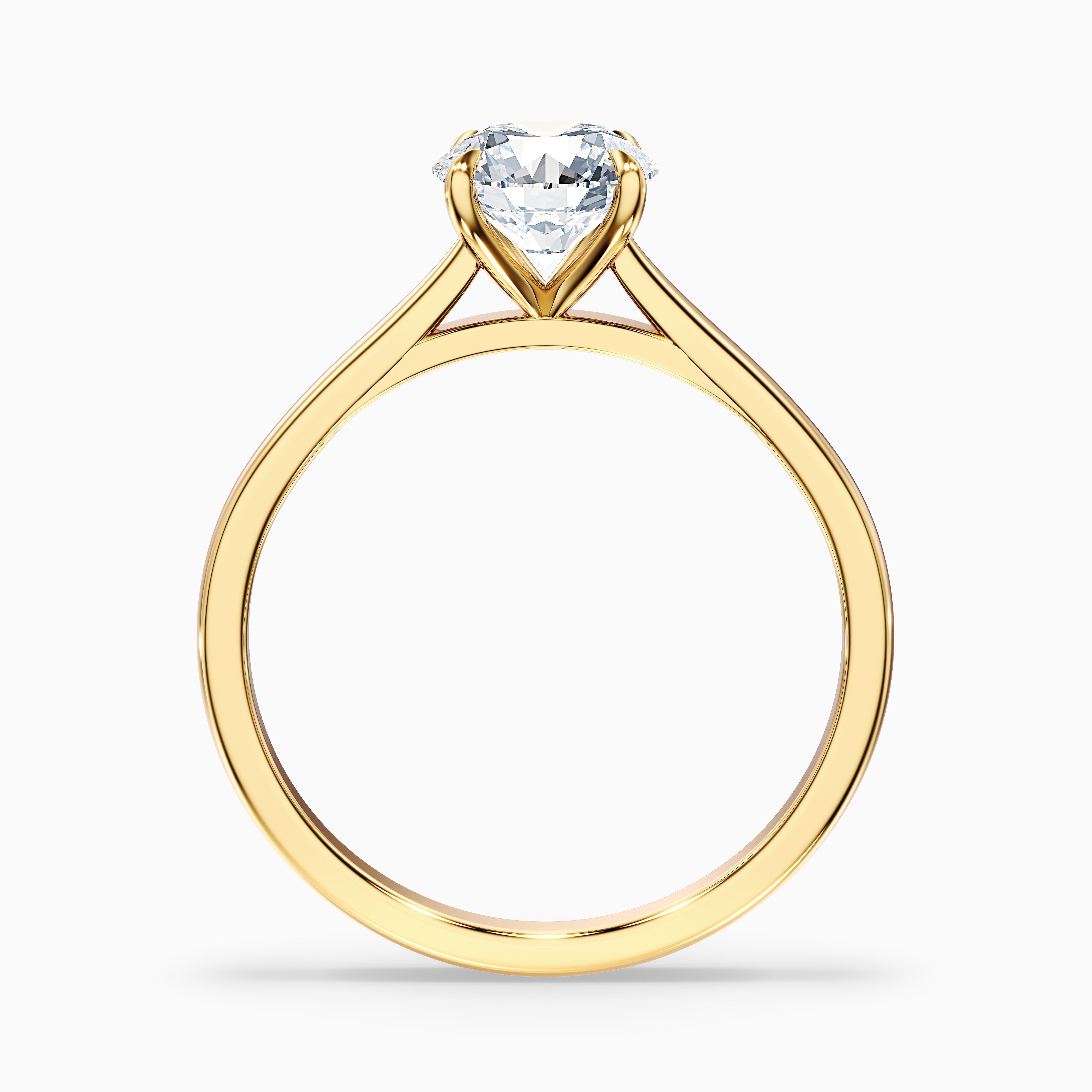 Iara 5 Carat Round Solitaire Moissanite Engagement Ring in 18k Yellow Gold