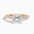 Helyn 5.5 Carat Princess Cut Side Stone Pave Moissanite Engagement Ring in 18k Rose Gold