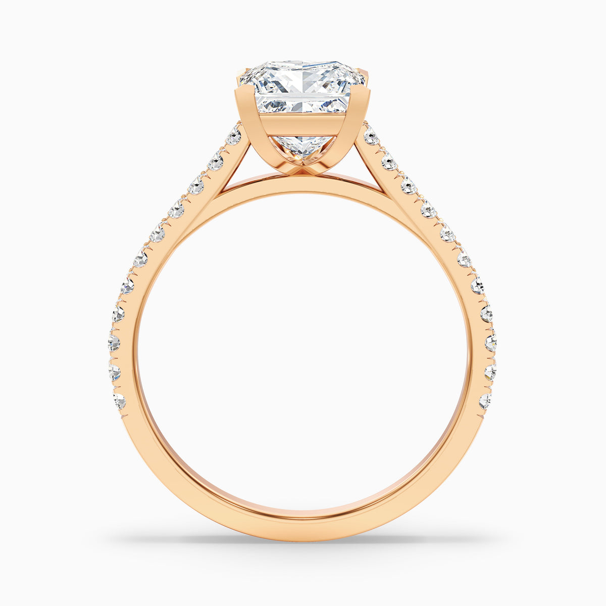 Helyn 3.5 Carat Princess Cut Side Stone Pave Moissanite Engagement Ring in 10k White Gold