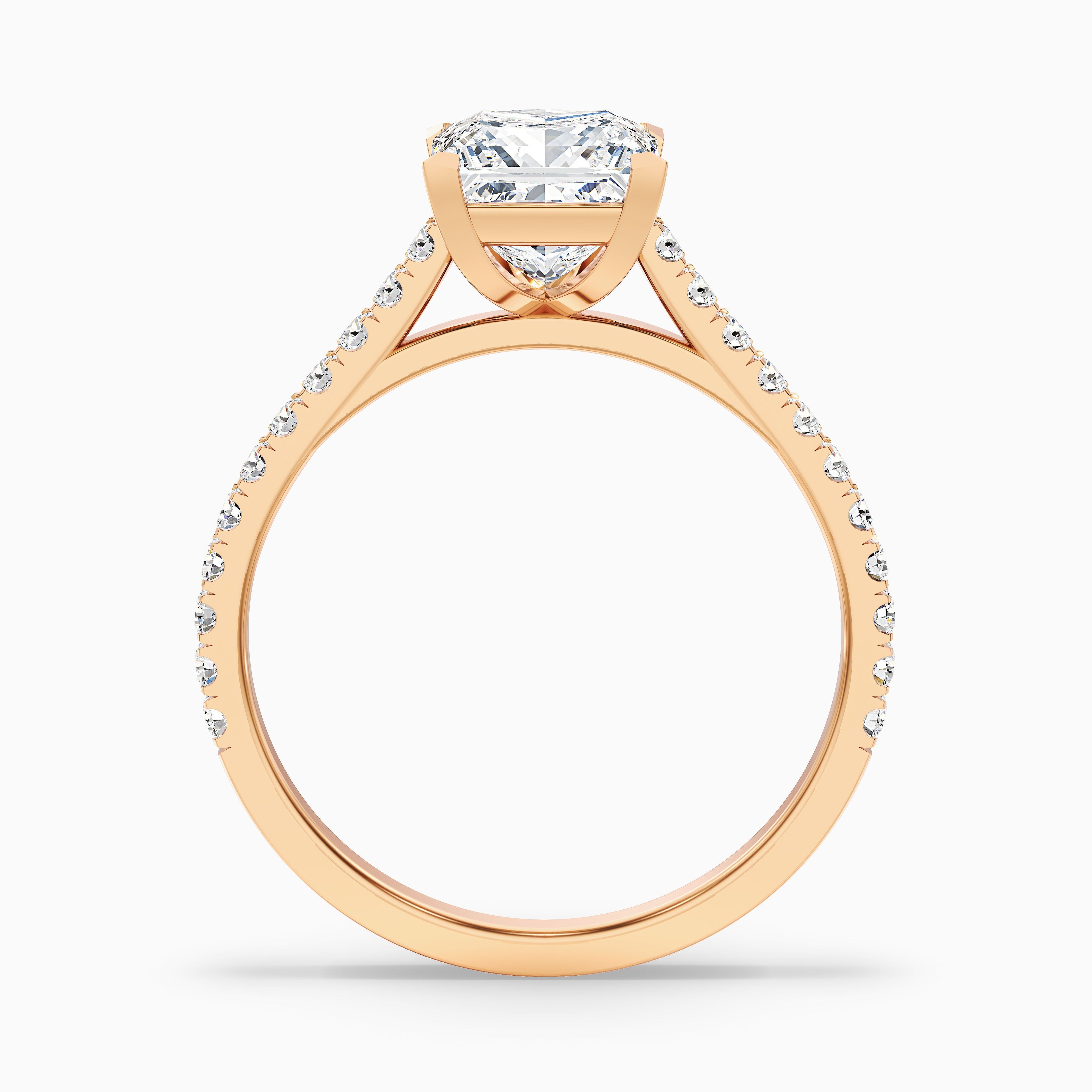 Helyn 1.5 Carat Princess Cut Side Stone Pave Moissanite Engagement Ring in 14k White Gold