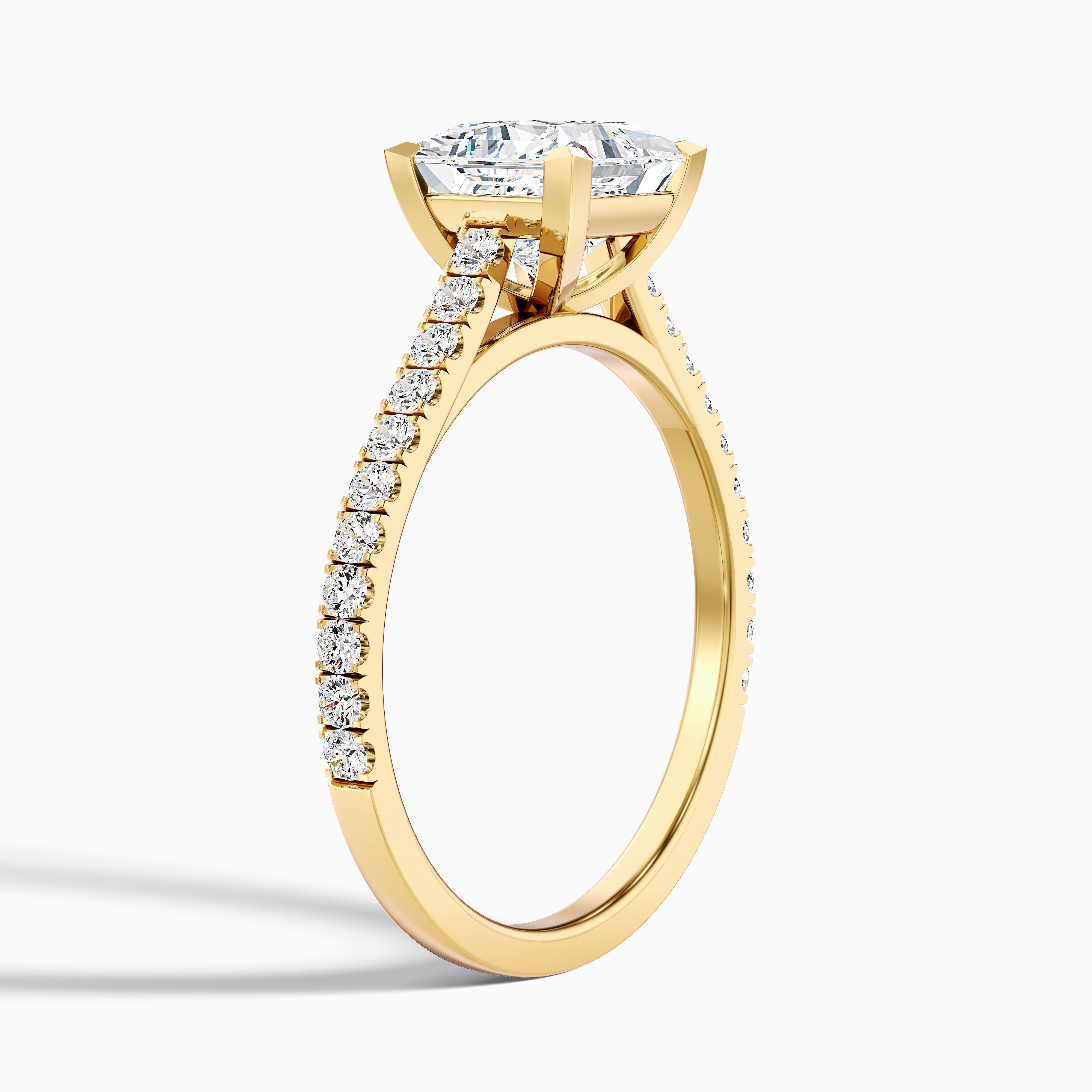 Helyn 1 Carat Princess Cut Side Stone Pave Moissanite Engagement Ring in 10k White Gold