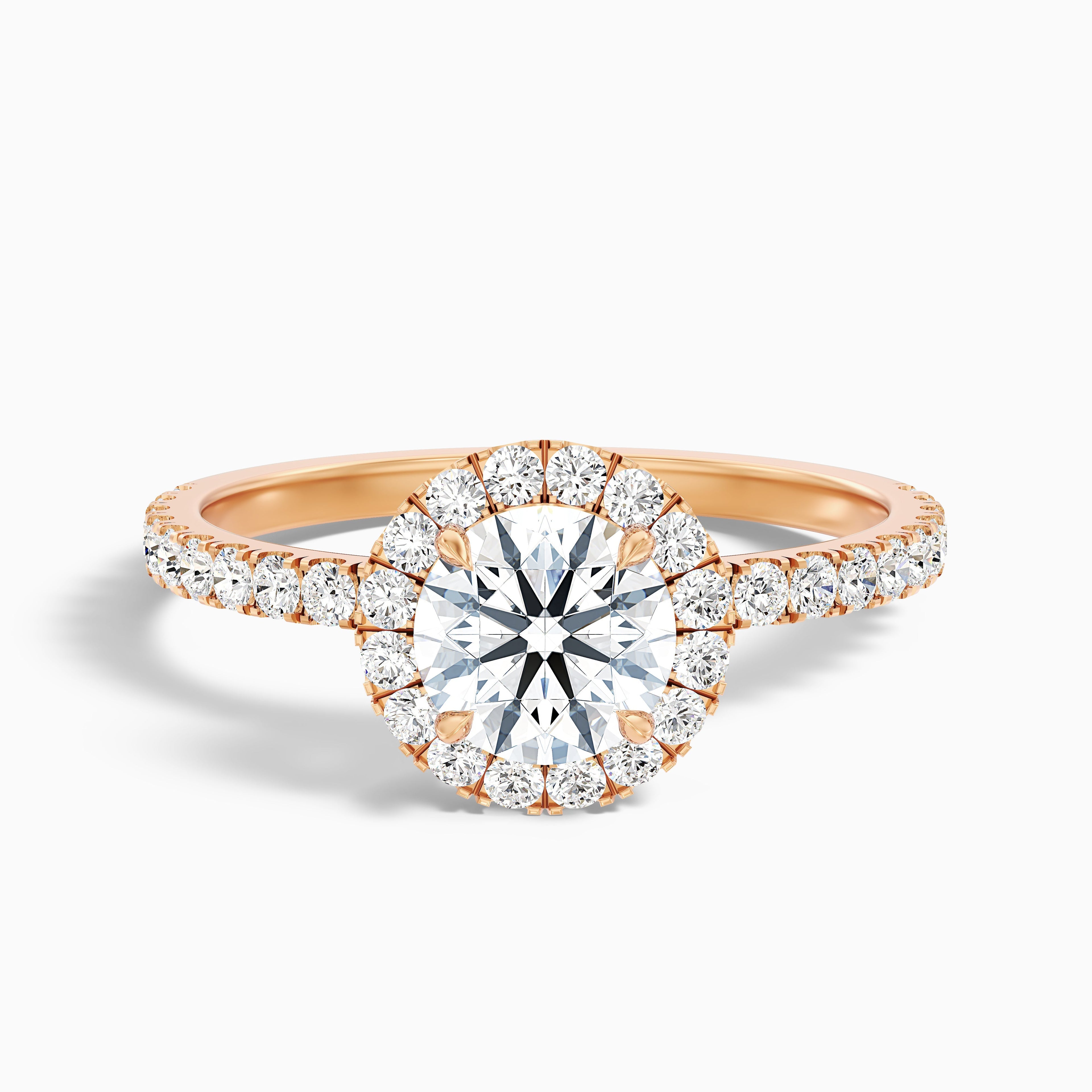 Hailey 3.5 Carat Round Cut Halo Moissanite Engagement Ring in 14k White Gold