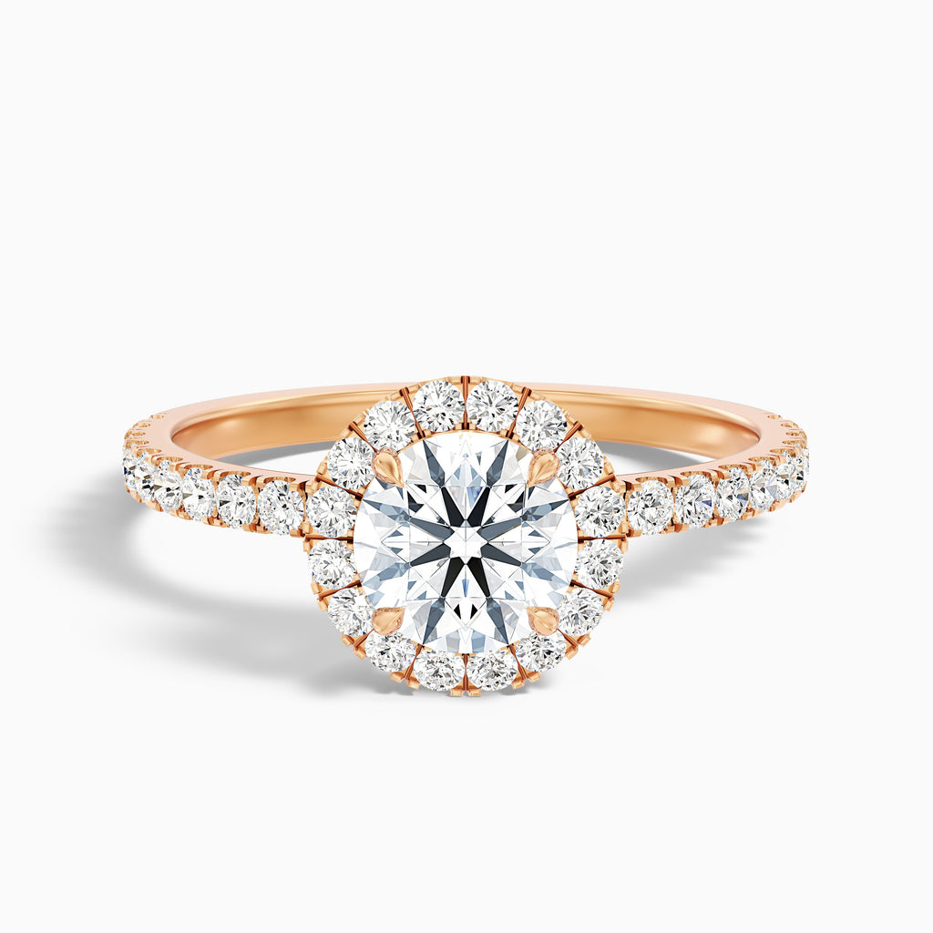 Hailey 1.5 Carat Round Cut Halo Moissanite Engagement Ring in 18k White Gold
