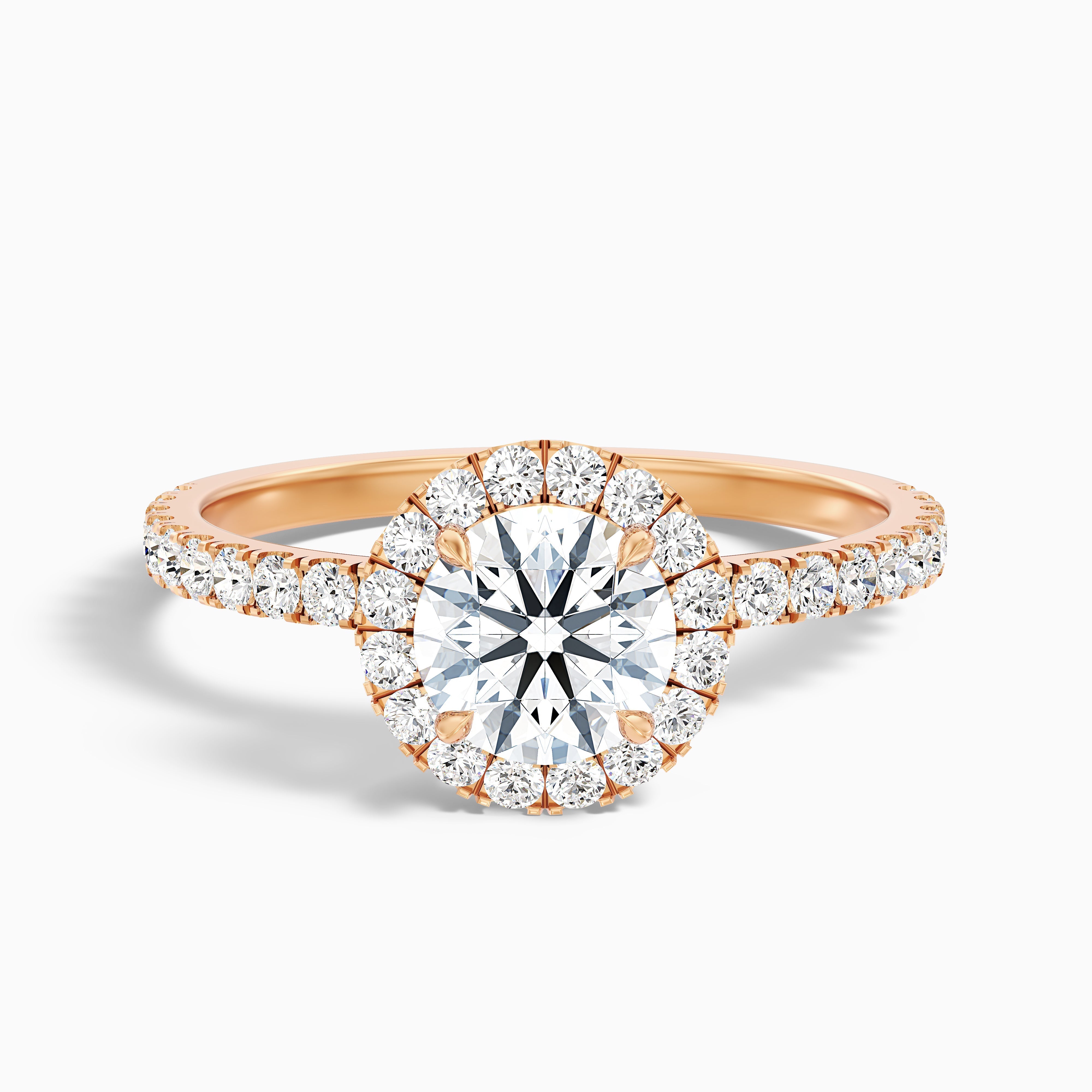 Hailey 3.5 Carat Round Cut Halo Moissanite Engagement Ring in 18k Yellow Gold