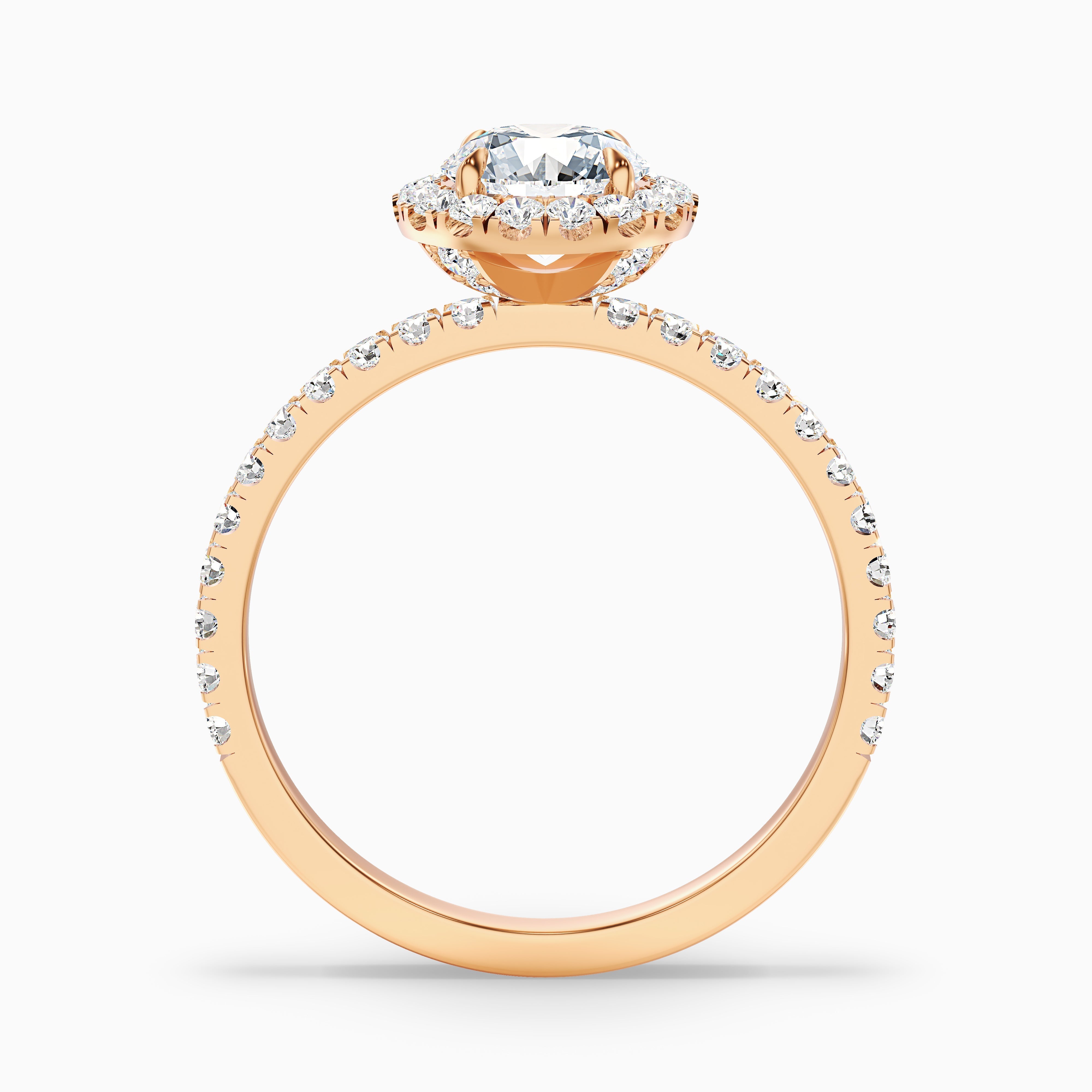 Hailey 5 Carat Round Cut Halo Moissanite Engagement Ring in 14k Rose Gold