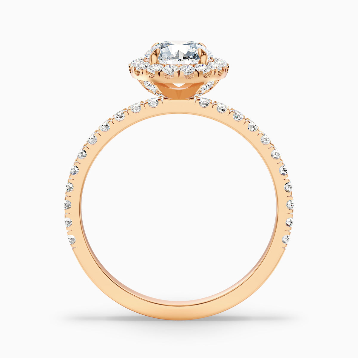 Hailey 5 Carat Round Cut Halo Moissanite Engagement Ring in 18k White Gold