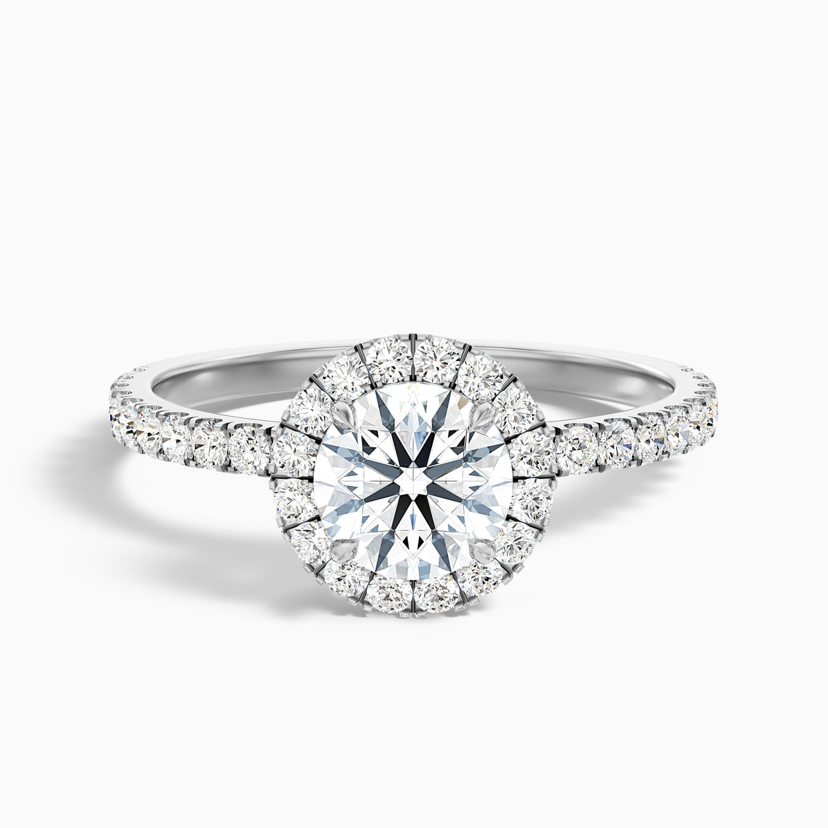 Hailey 2 Carat Round Cut Halo Moissanite Engagement Ring in 14k Rose Gold