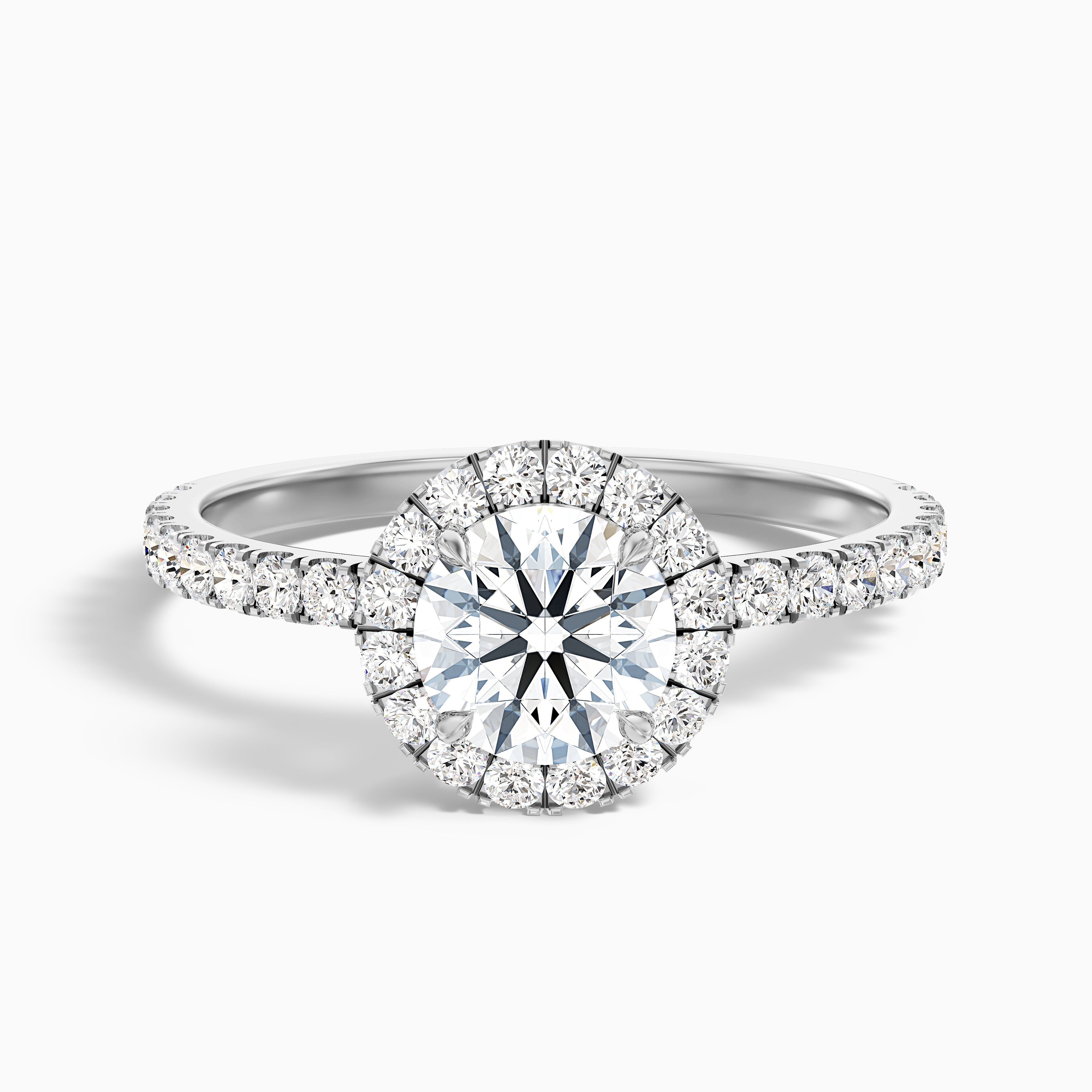 Hailey 5 Carat Round Cut Halo Moissanite Engagement Ring in 18k Yellow Gold