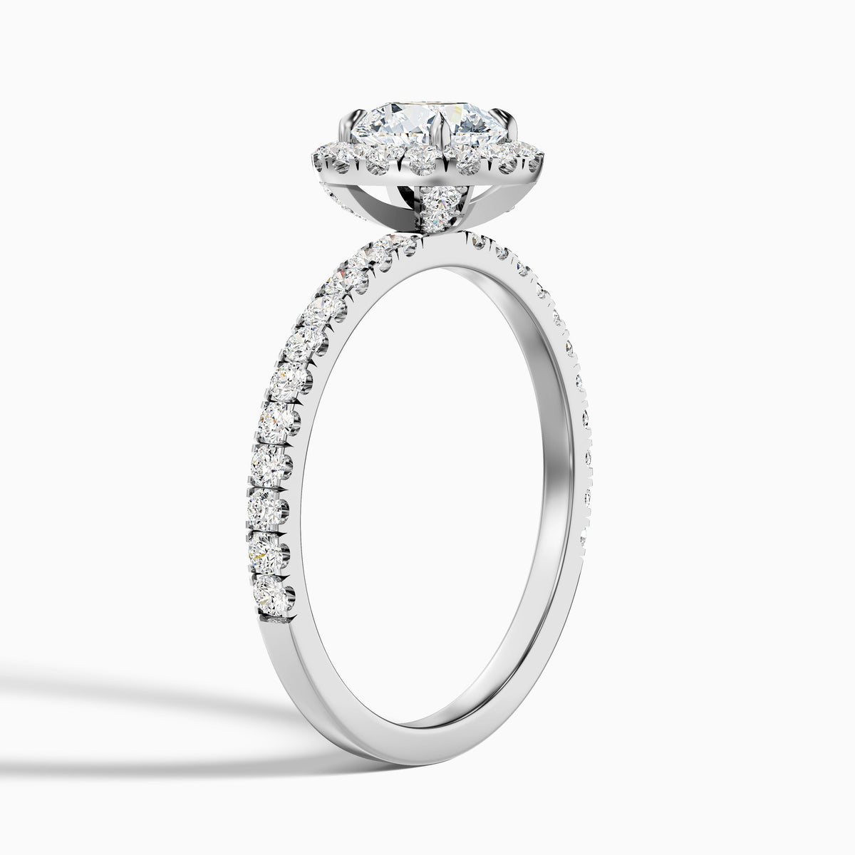 Hailey 2 Carat Round Cut Halo Moissanite Engagement Ring in 14k Rose Gold