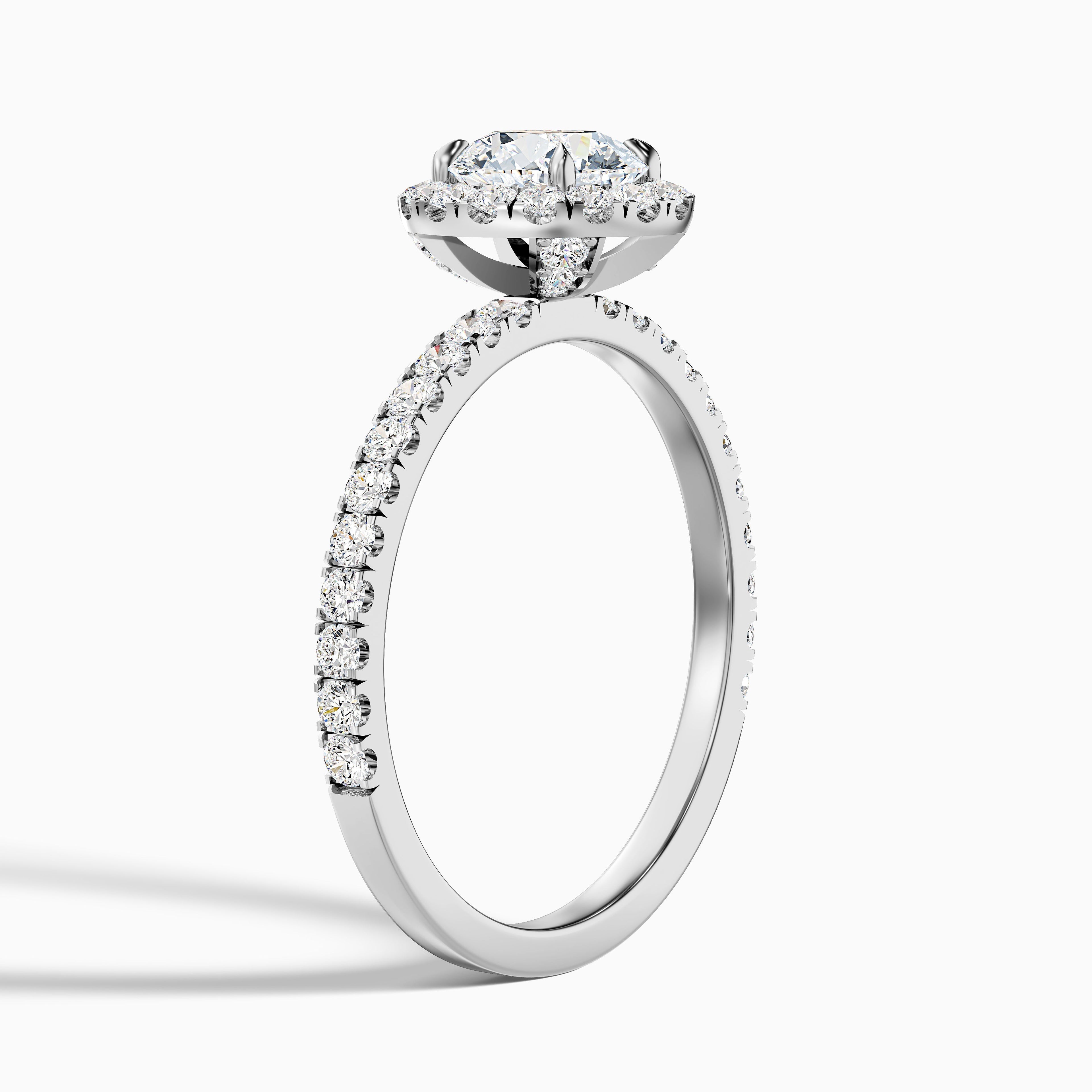Hailey 2 Carat Round Cut Halo Moissanite Engagement Ring in 10k White Gold