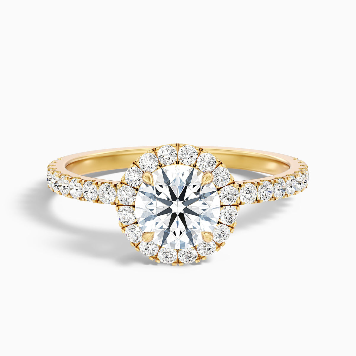 Hailey 1 Carat Round Cut Halo Moissanite Engagement Ring in 14k White Gold
